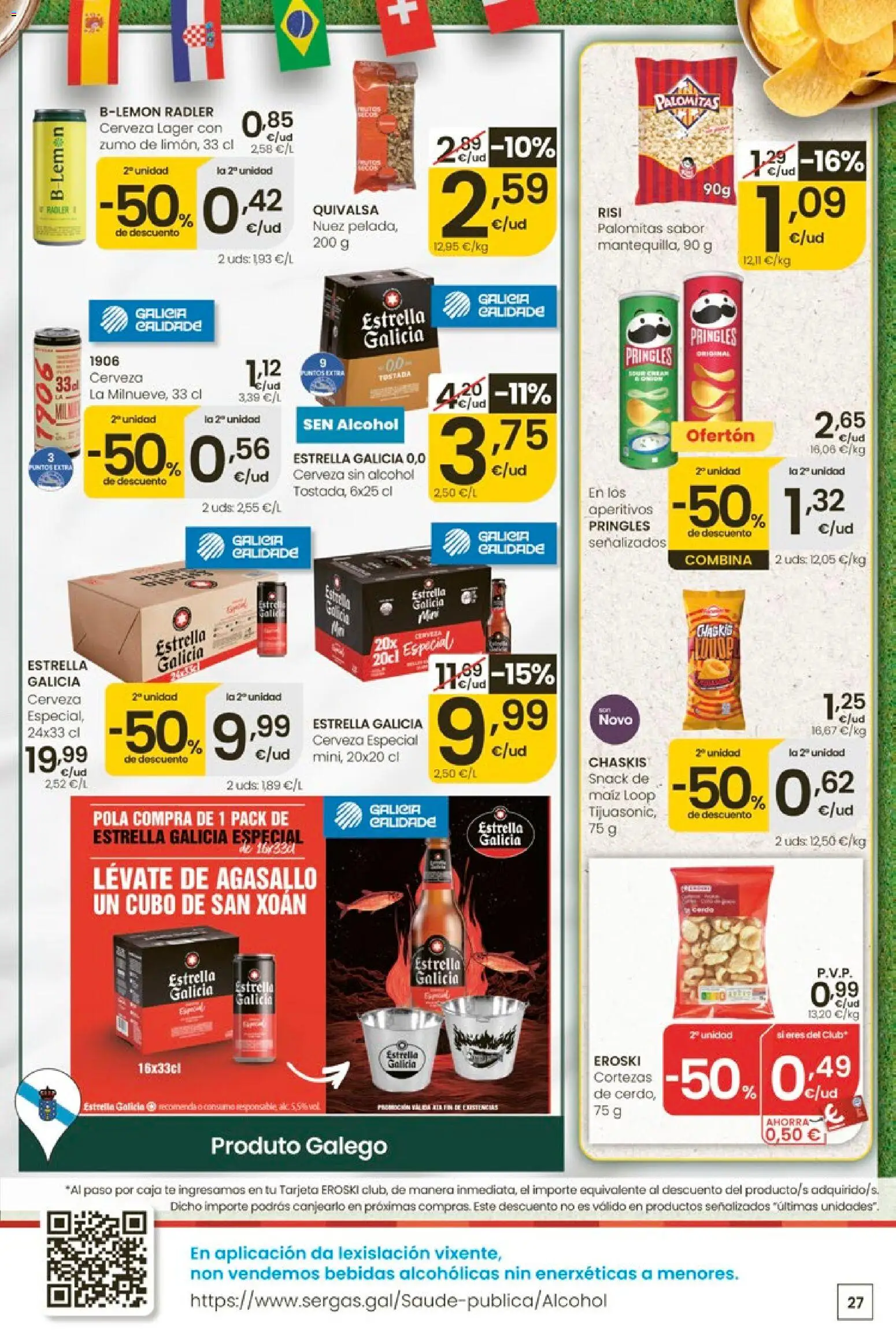 Eroski Ofertóns de verán │ válido desde el 11.06.2026 | Página: 27 | Productos: Cerveza sin alcohol, Ροζ πιπέρι, Té, Caja