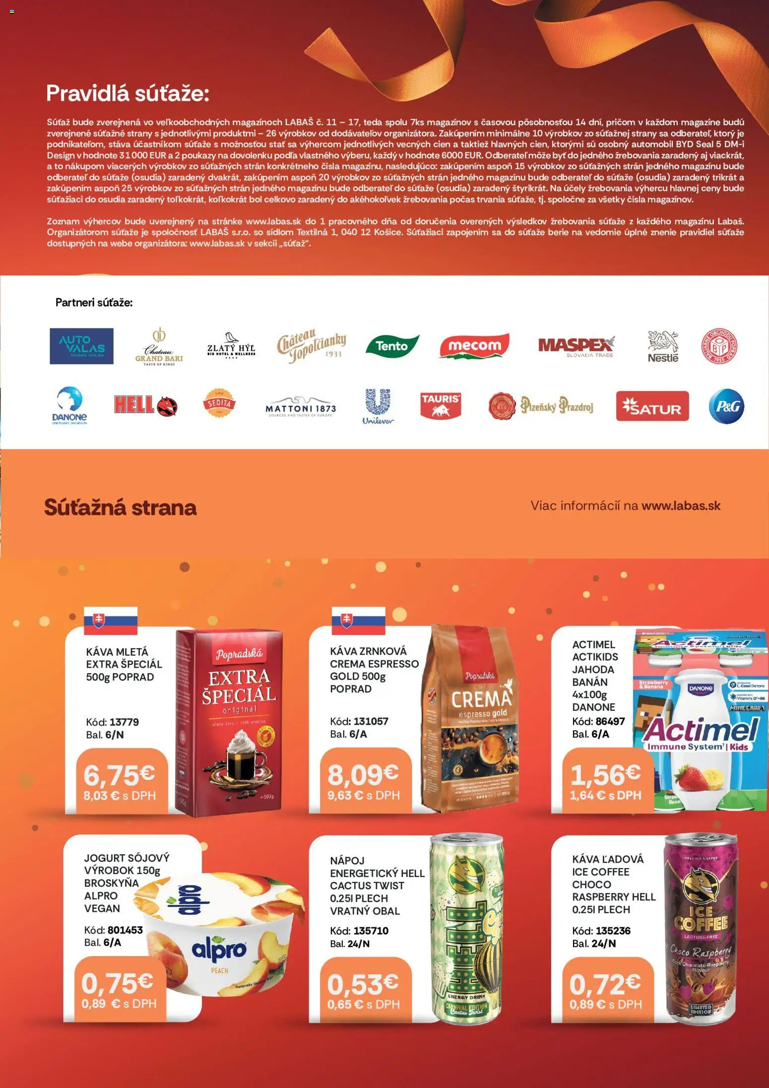 Nové Labaš akcie – leták je platný od 14.08.2026 | Strana: 3 | Produkty: Jogurt, Mattoni, Actimel, Šťava