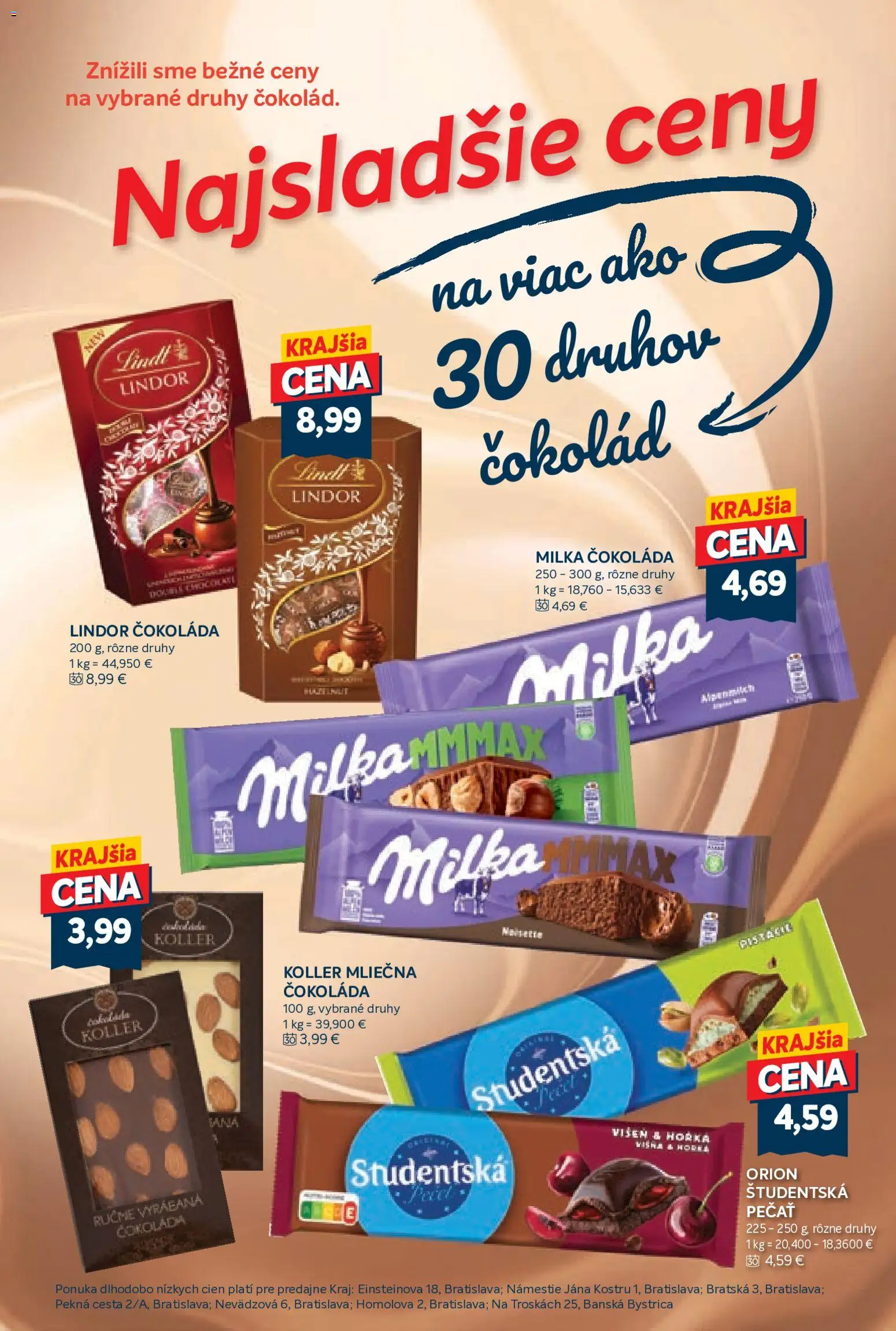Nové Kraj akcie – leták je platný od 04.06.2026 | Strana: 15 | Produkty: Lindor, Čokoláda, Milka, Pistácie