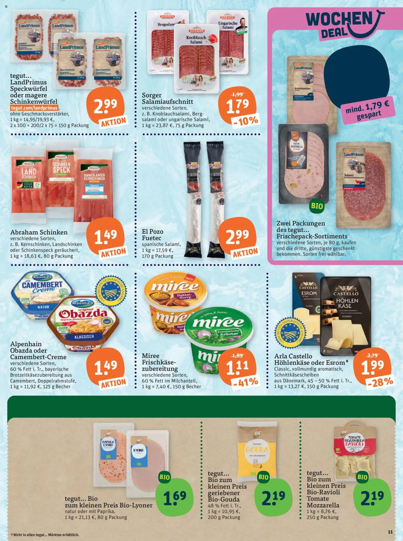 Tegut Prospekt – gültig ab 20.07.2026 | Seite: 13 | Produkte: Käse, Gouda, Salami, Frischkase