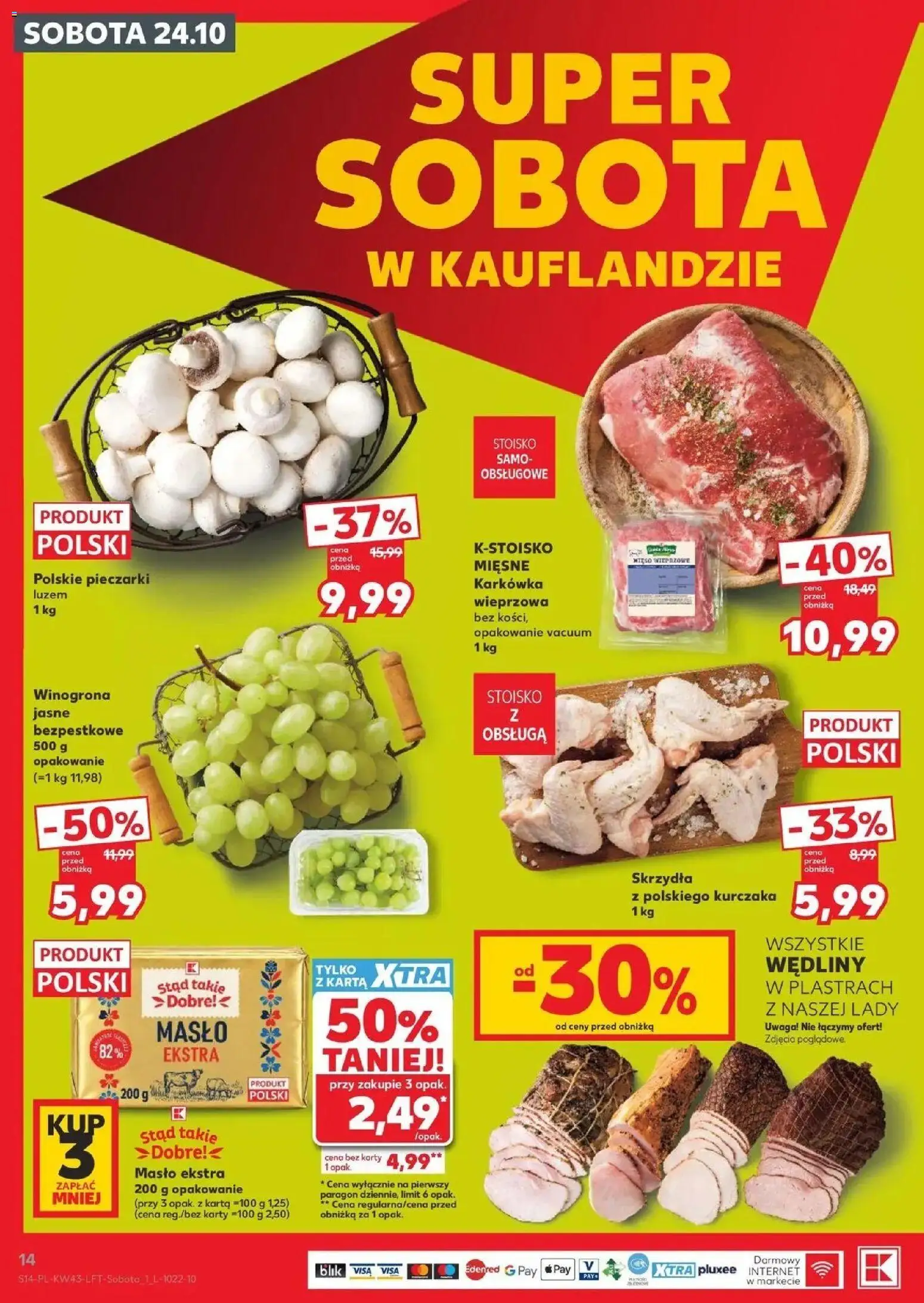 Kaufland aktualna gazetka od 22.10.2026 - od jutra PDF | Strona: 14 | Produkty: Karta, Karkówka, Masło, Wędliny