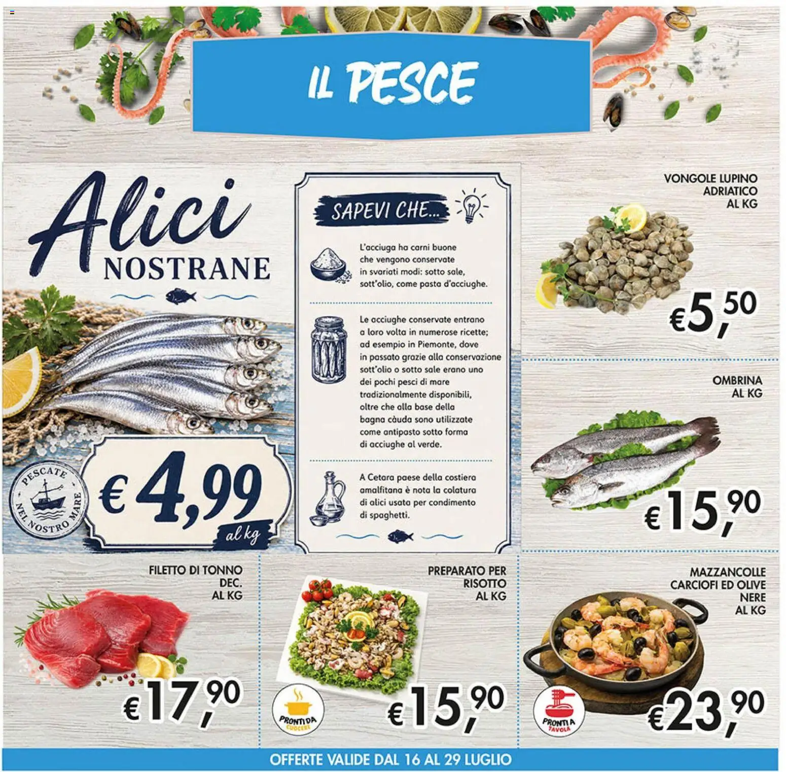 Volantino Coal del 16/07/2026 | Pagina: 8 | Prodotti: Mazzancolle, Pasta, Tonno, Alici
