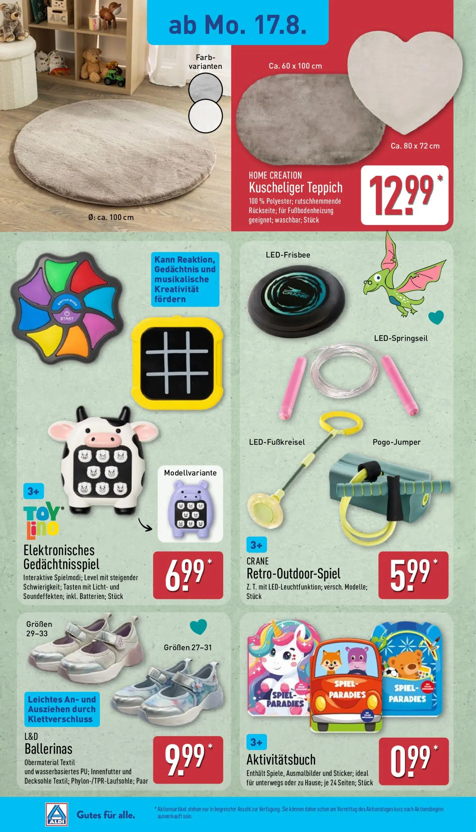 Aldi Prospekt – gültig ab 17.08.2026 | Seite: 5 | Produkte: Spiel, Teppich, Ballerinas, Home creation