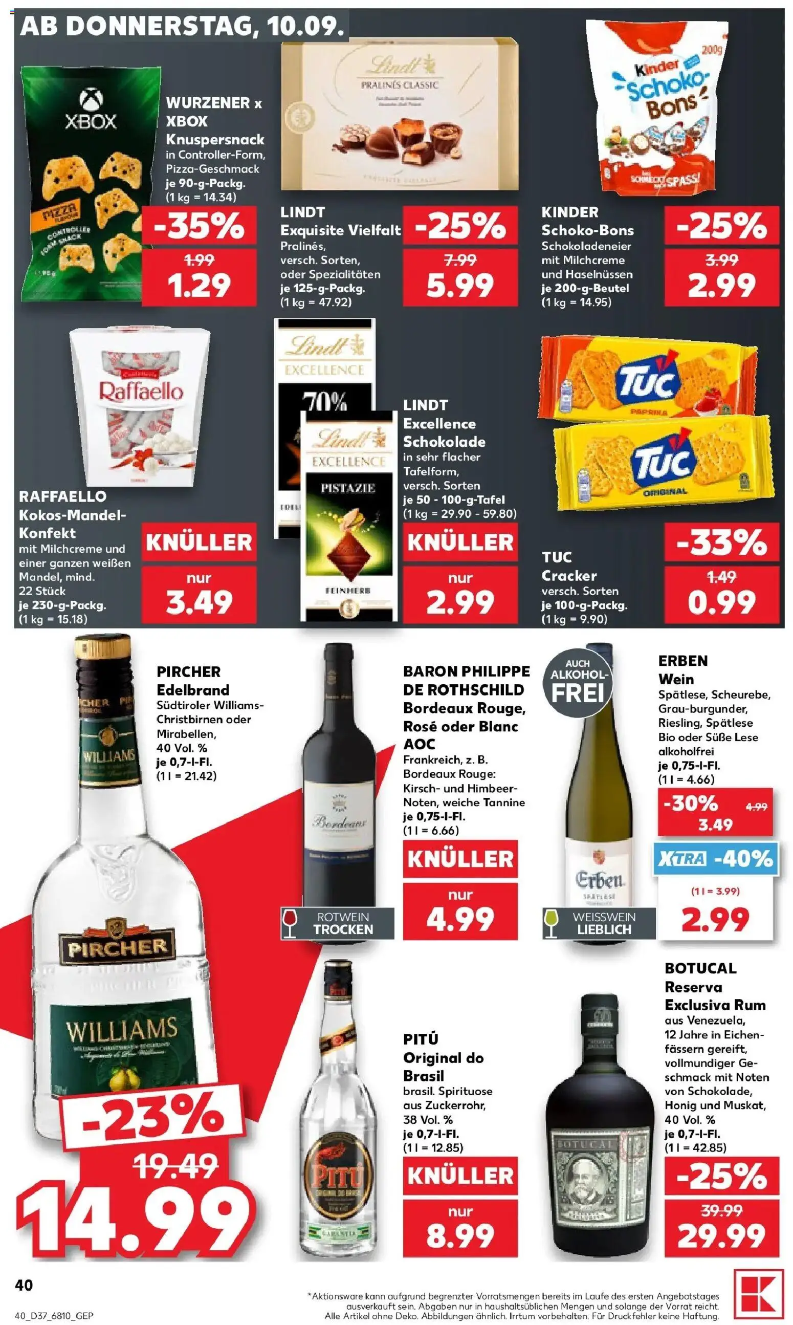 Prospekt Kaufland ab 07.09.2026 » Angebote Online zum Blättern | Seite: 49 | Produkte: Raffaello, Weißwein, Wein, Lindt