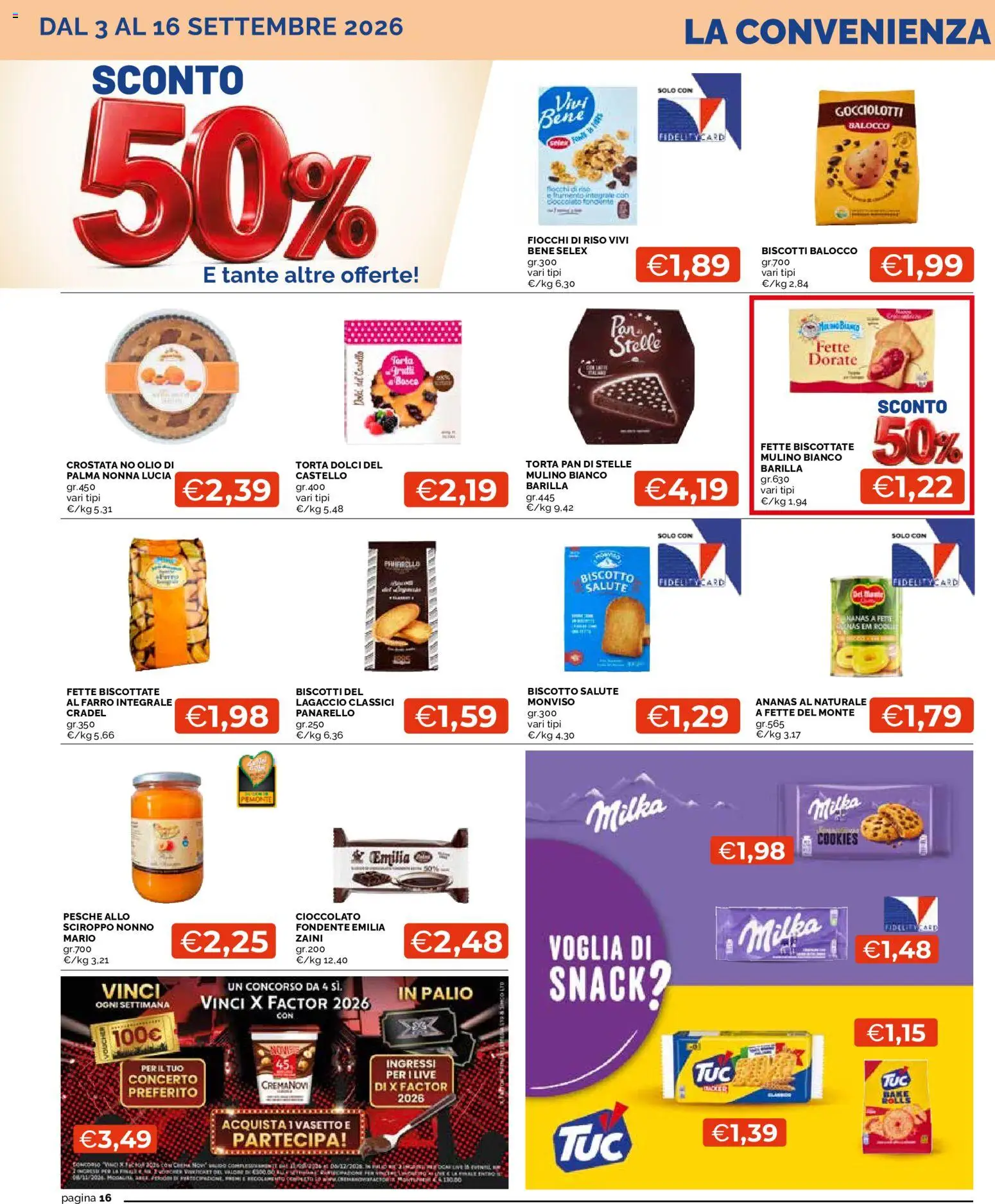 Volantino Mercatò del 03/09/2026 | Pagina: 16 | Prodotti: Riso, Olio, Dolci, Fette biscottate