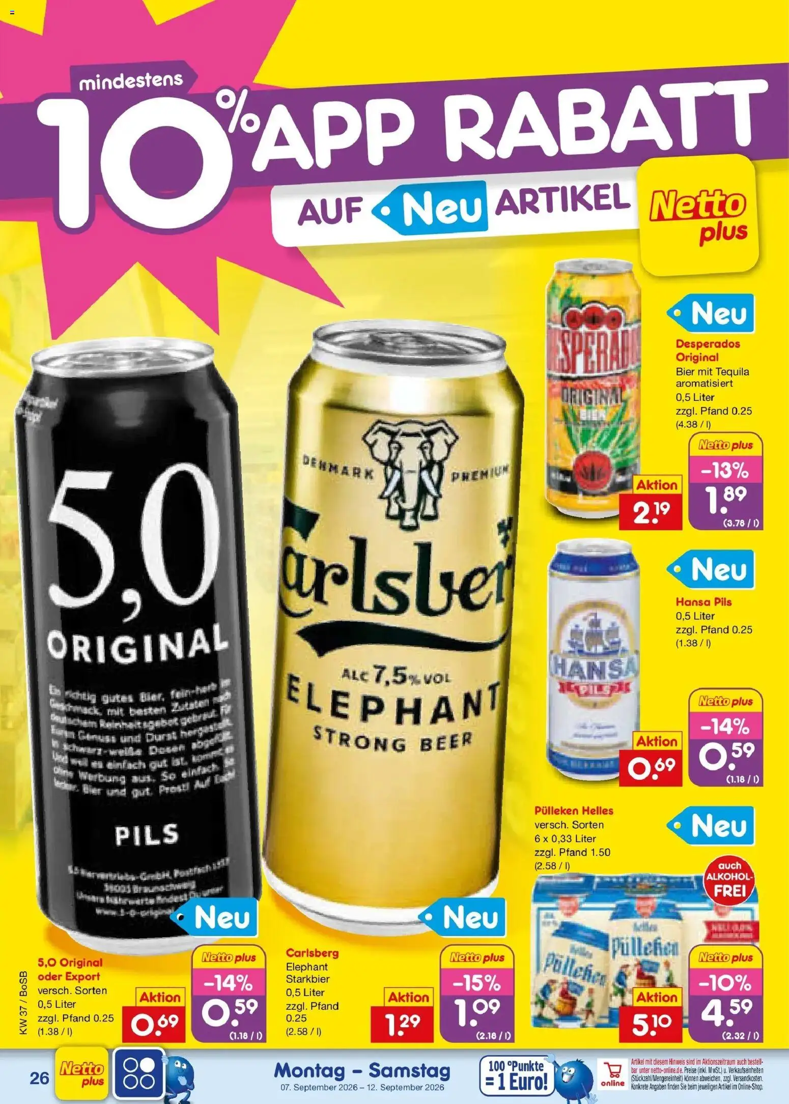 Netto Marken-Discount Prospekt Bochum – gültig ab 07.09.2026 | Seite: 38 | Produkte: Carlsberg, Bier, Tequila, Desperados