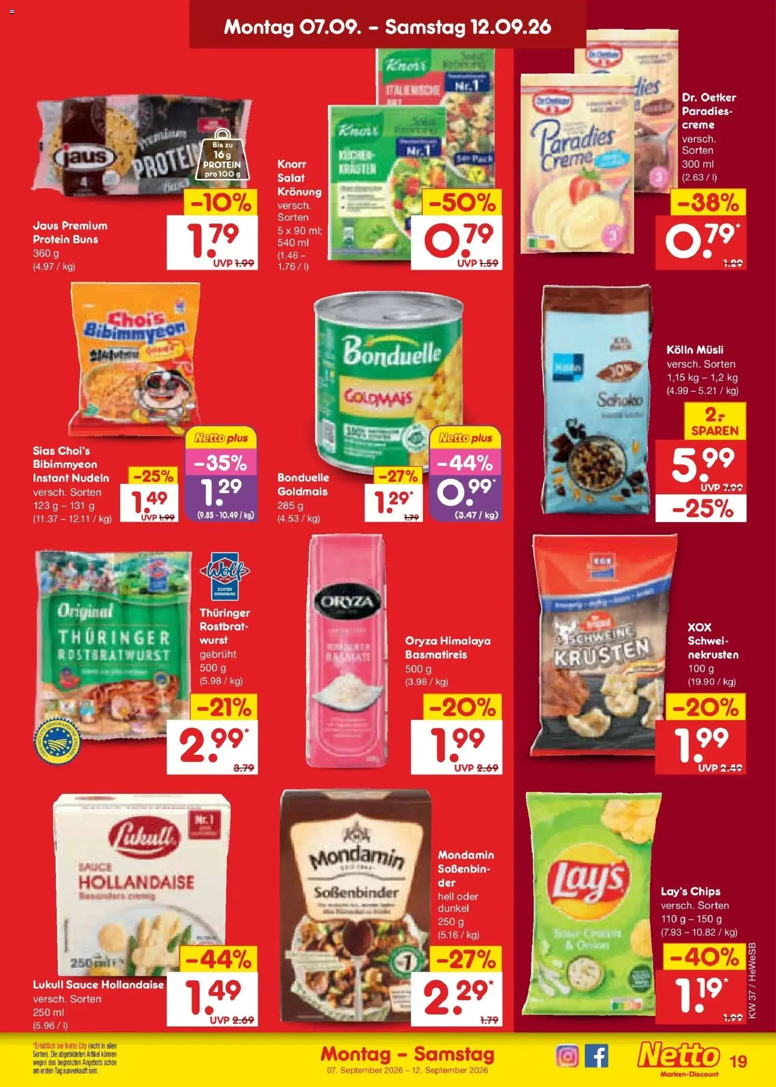 Netto Marken-Discount Prospekt Hamburg – gültig ab 07.09.2026 | Seite: 27 | Produkte: Kolln musli, Creme, Kuchen, Chips