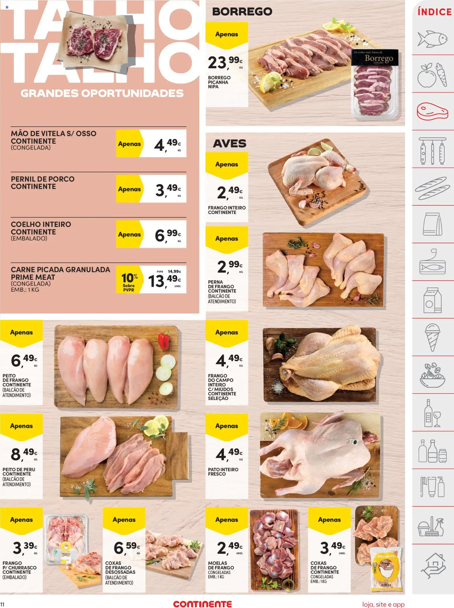 Continente folheto │ válido de 21/07/2026 | Página: 11 | Produtos: Peito de peru, Frango, Peru, Carne picada