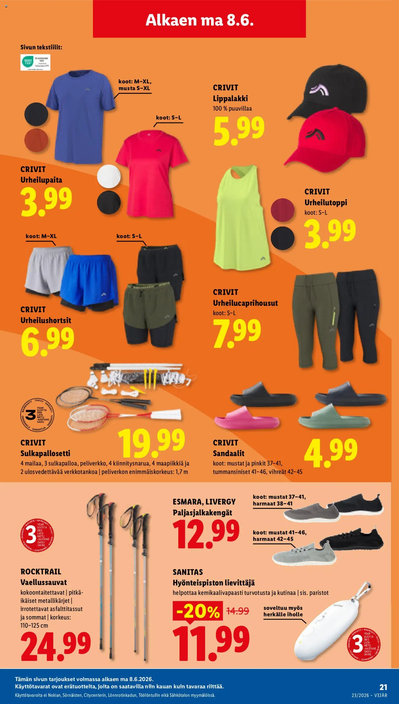 Lidl tarjoukset - Helsinki – voimassa 04.06.2026 alkaen | Sivu: 29 | Tuotteet: Paljasjalkakengät, Paristot, Sandaalit