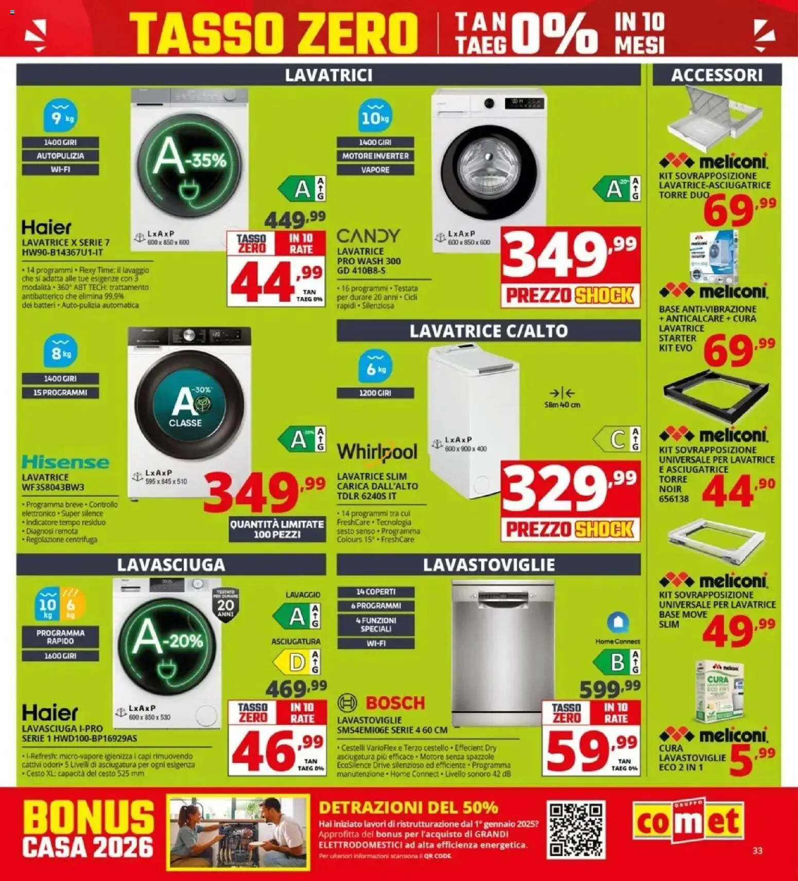 Volantino Comet del 23.04.2026 | Pagina: 33 | Prodotti: Anticalcare, Lavatrice, Asciugatrice, Lavastoviglie