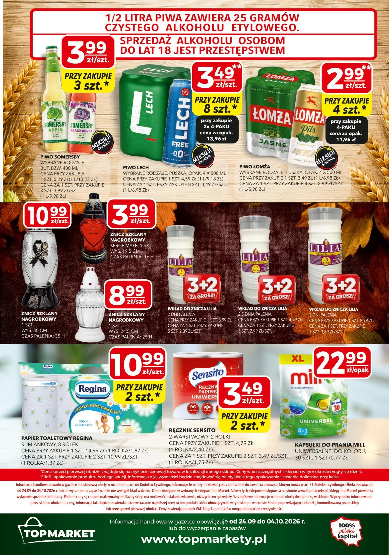 Top Market gazetka mini od 24.09.2026 | Strona: 4 | Produkty: Top, Lech, Piwo Somersby, Piwo