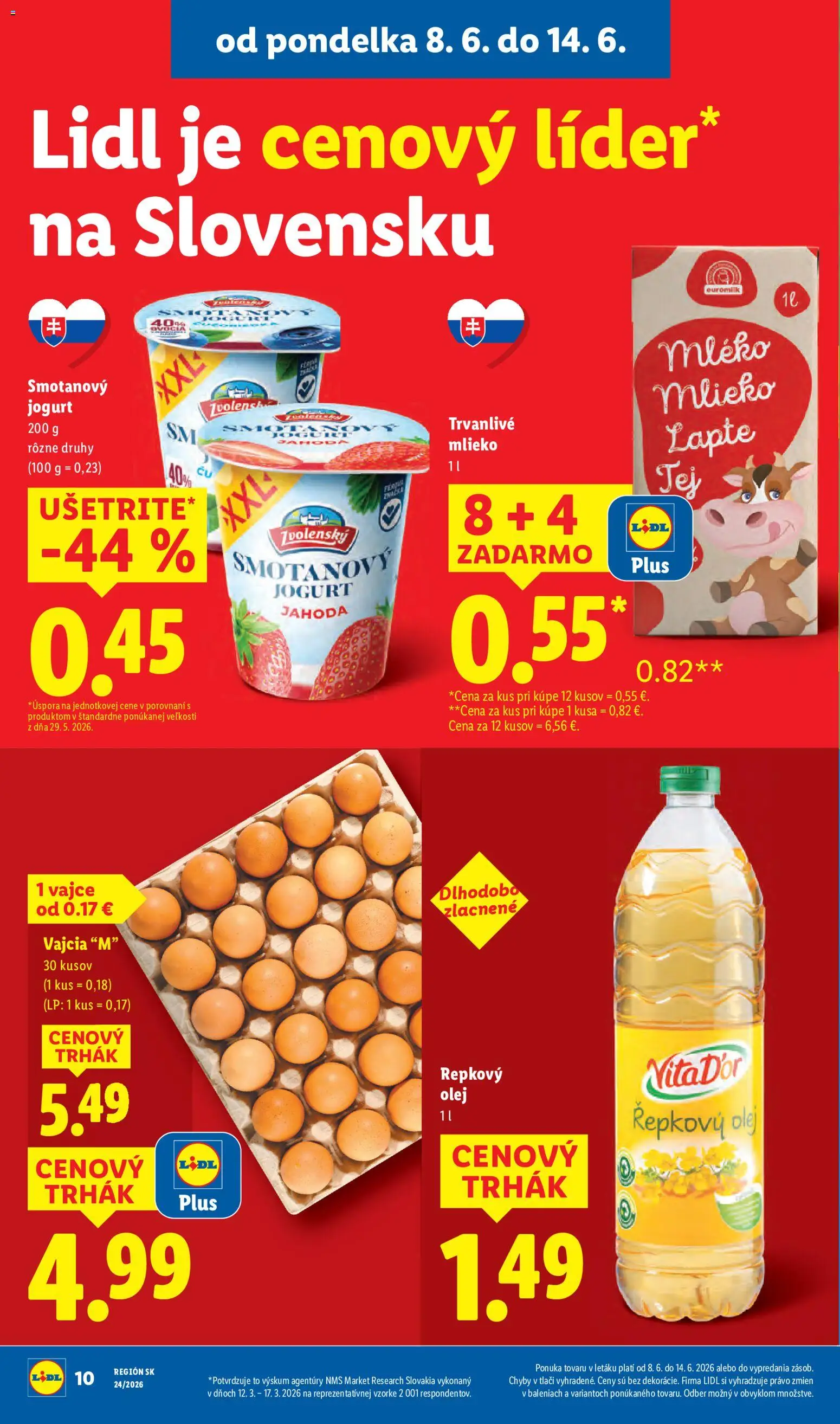 Nové Lidl akcie – leták je platný od 08.06.2026 | Strana: 20 | Produkty: Jogurt, Vajcia, Repkový olej, Trvanlivé mlieko
