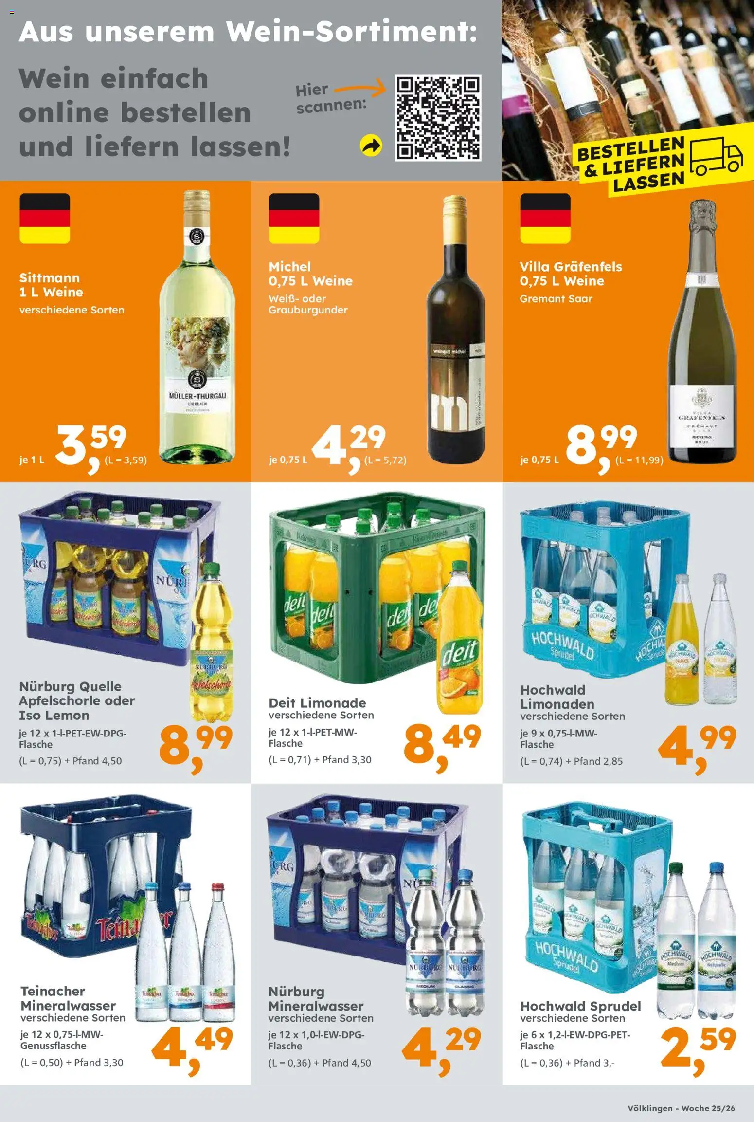 Globus Baumarkt Prospekt Saarbrücken – gültig ab 14.06.2026 | Seite: 13 | Produkte: Limonade, Mineralwasser, Wein