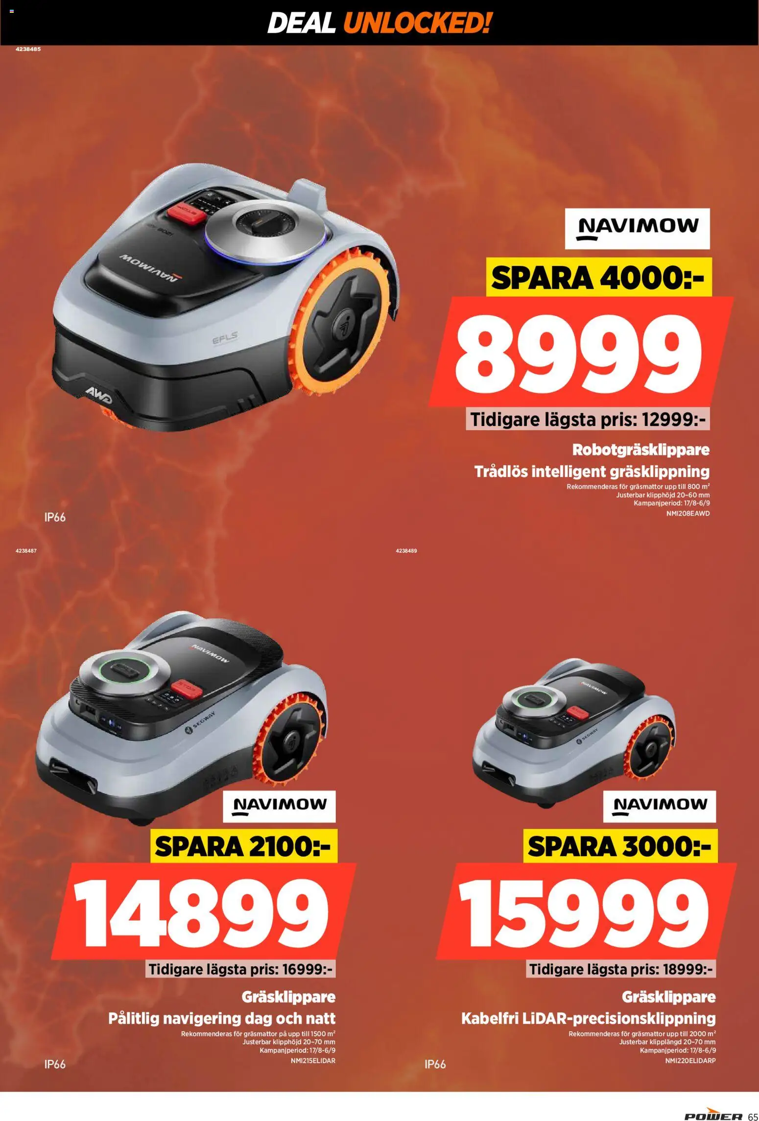 Power reklamblad aktuell från 31/08/2026 | Sida: 65 | Produkter: Robotgräsklippare, Navigering, Gräsklippare