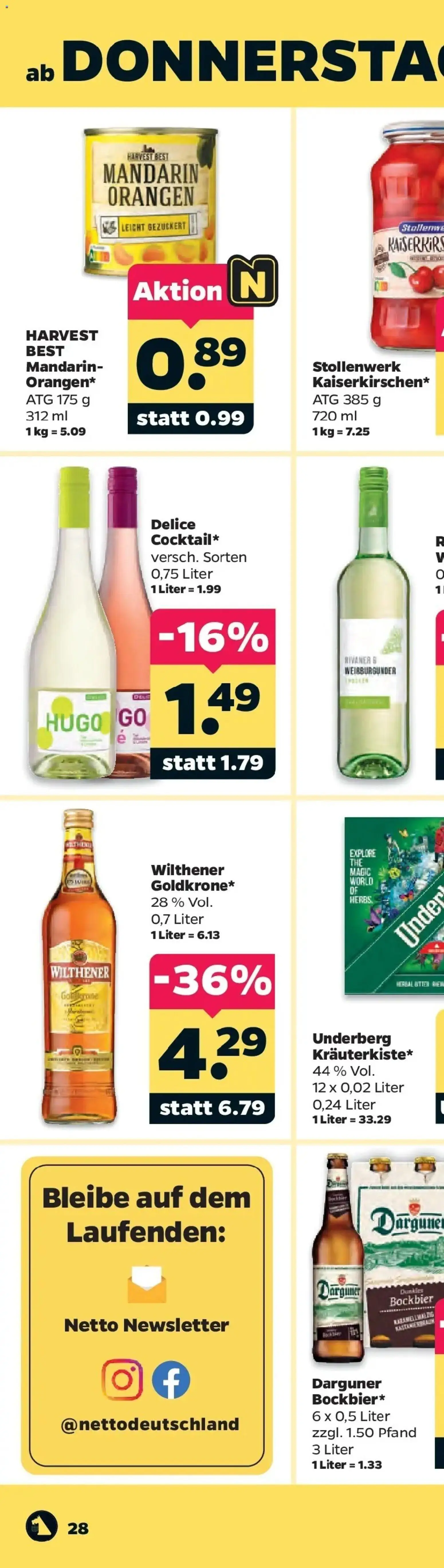 Netto Aktueller Prospekt ab 05.10.2026 → Angebote nächste Woche | Seite: 71 | Produkte: Wilthener, Orangen, Hugo, Underberg