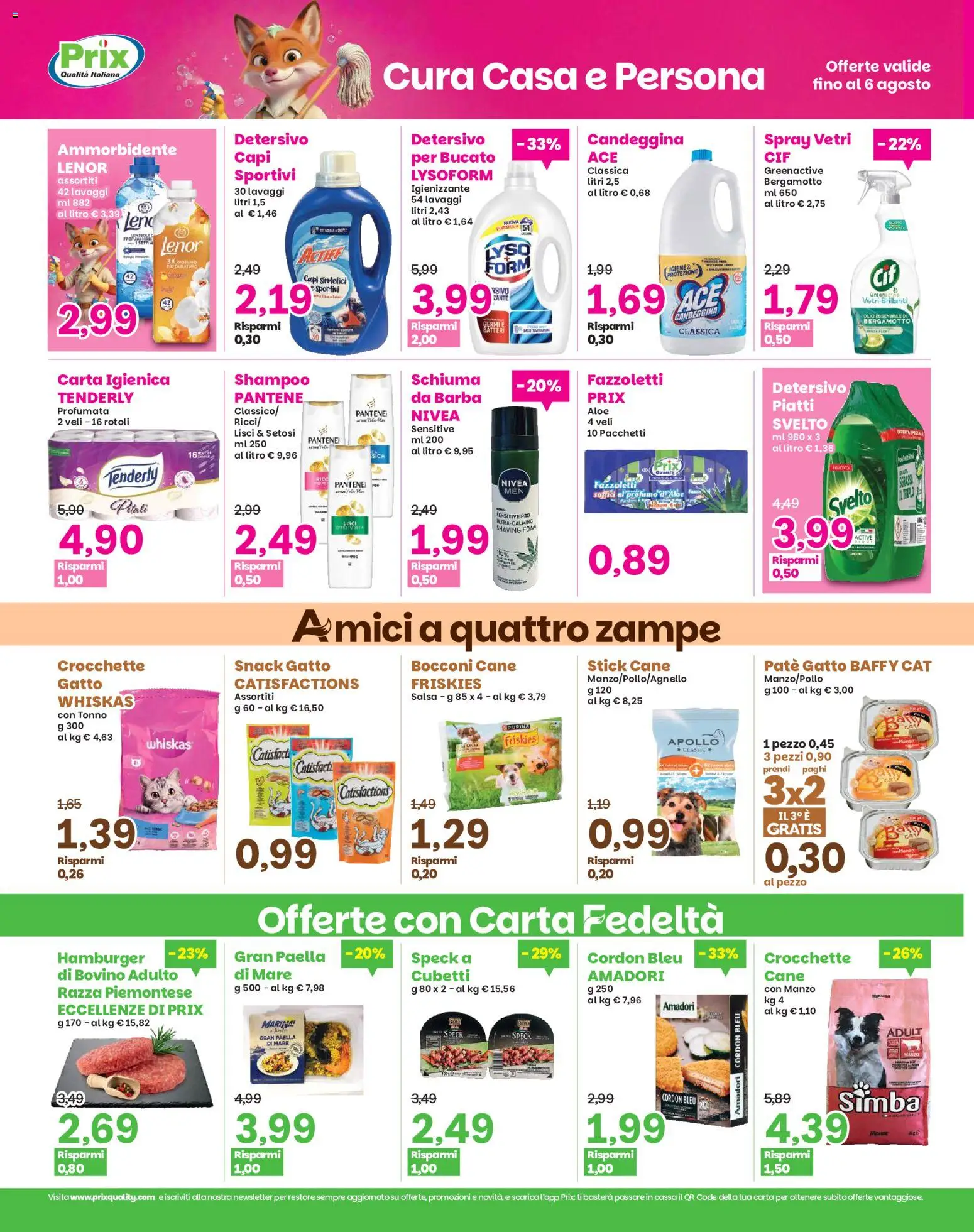 Volantino Prix del 28/07/2026 | Pagina: 23 | Prodotti: Ammorbidente, Manzo, Fazzoletti, Hamburger