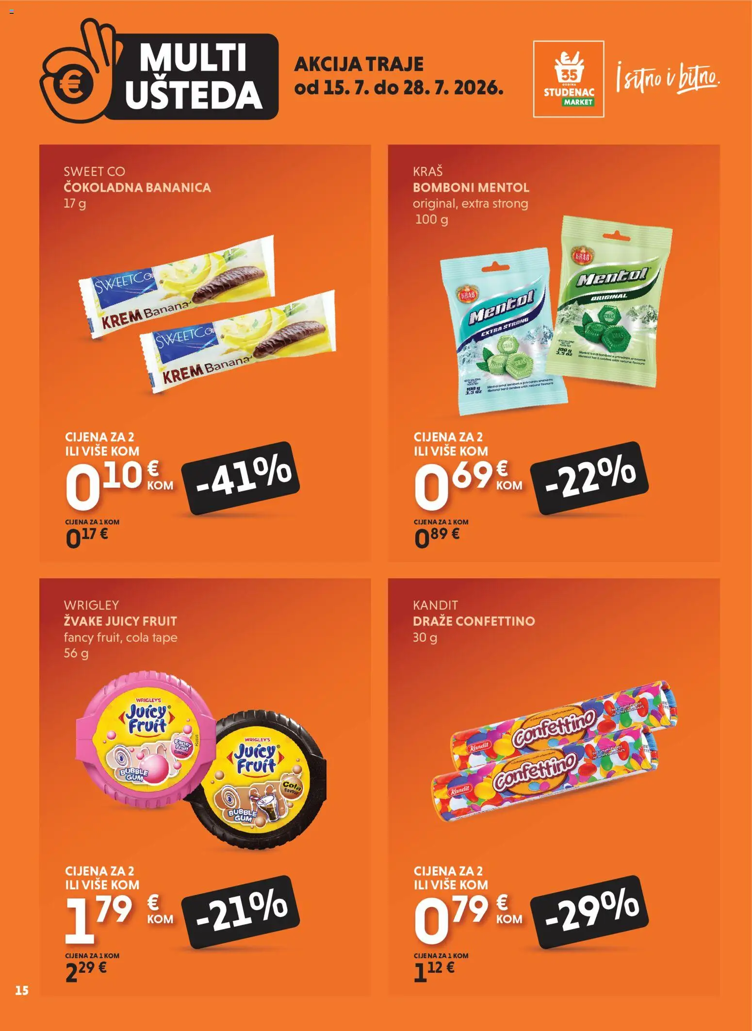 Studenac katalog | vrijedi od 15.07.2026 | Stranica: 15 | Proizvodi: Bomboni