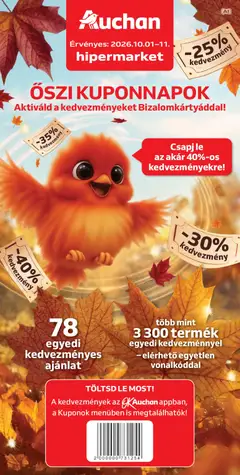 Auchan Őszi kuponnapok - amely érvényes a következő dátumtól: 2026.10.01.