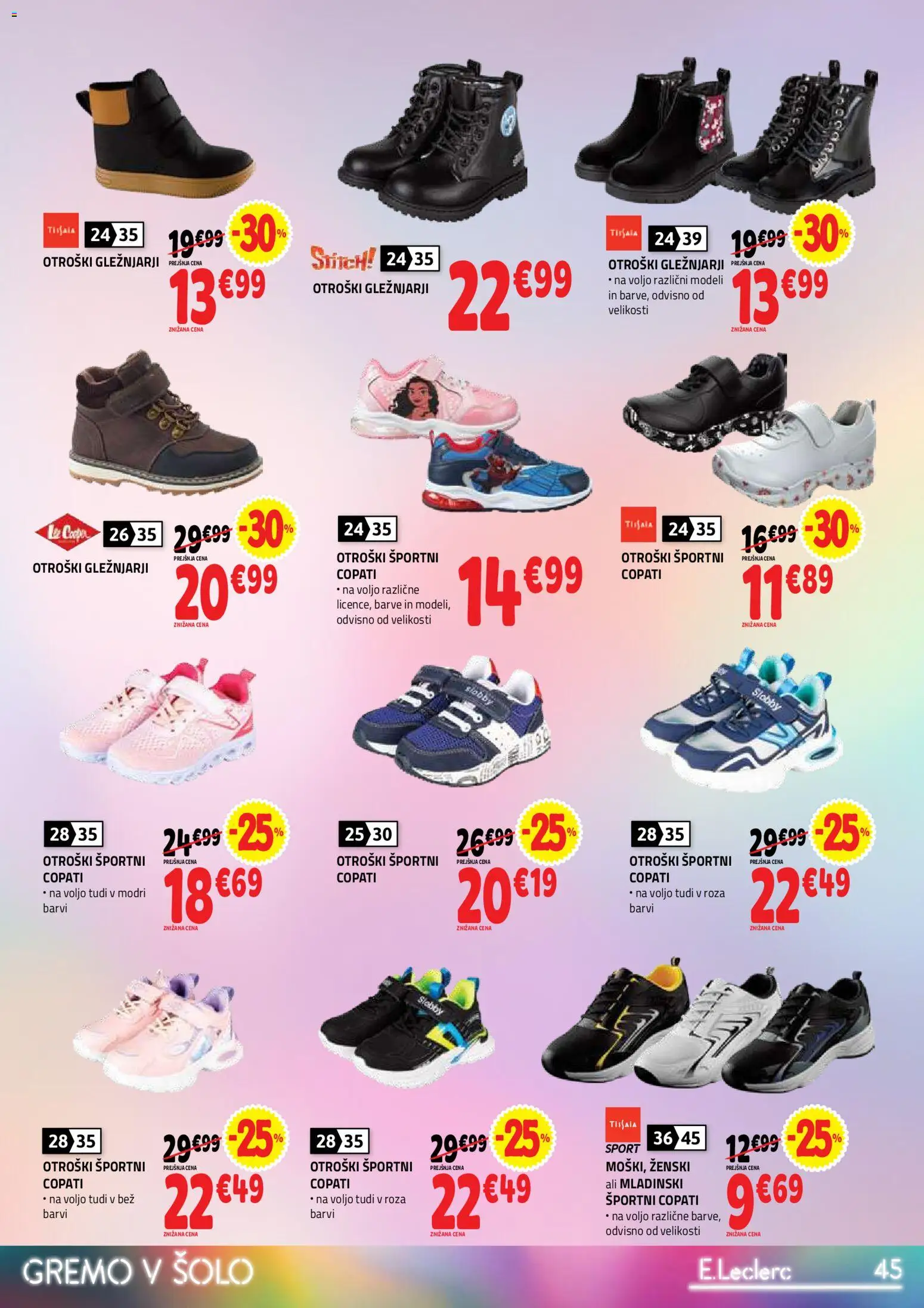 Novi E.leclerc katalog ponudbe – veljaven od 19.08.2026 | Stran: 45 | Izdelki: Copati