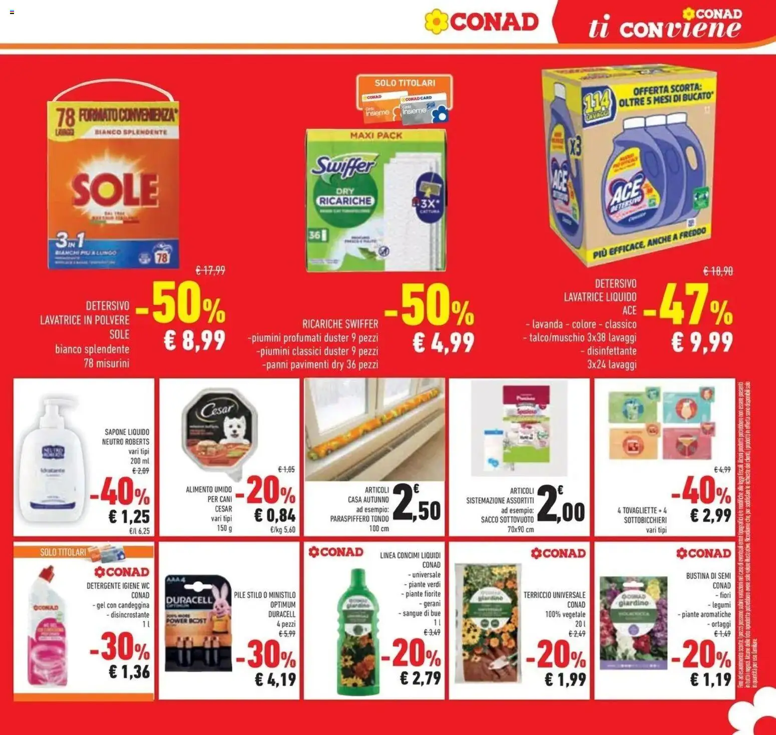 Volantino Conad dal 23/09/2026 > Anteprima | Pagina: 29 | Prodotti: Pile, Candeggina, Gerani, Tovagliette
