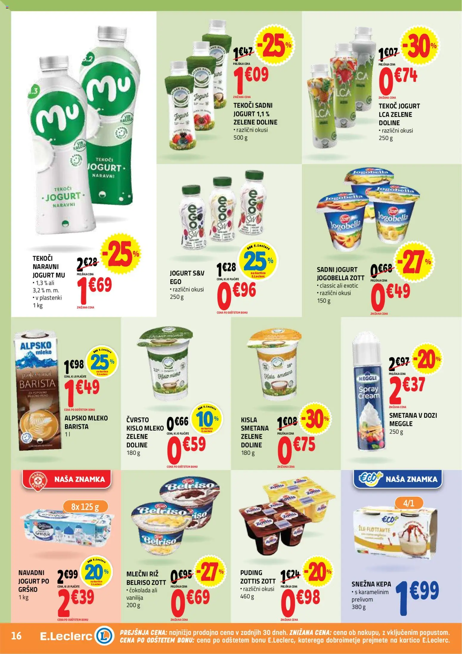 Novi E.leclerc katalog ponudbe – veljaven od 20.05.2026 | Stran: 16 | Izdelki: Jogurt, Cokolada, Riz, Smetana