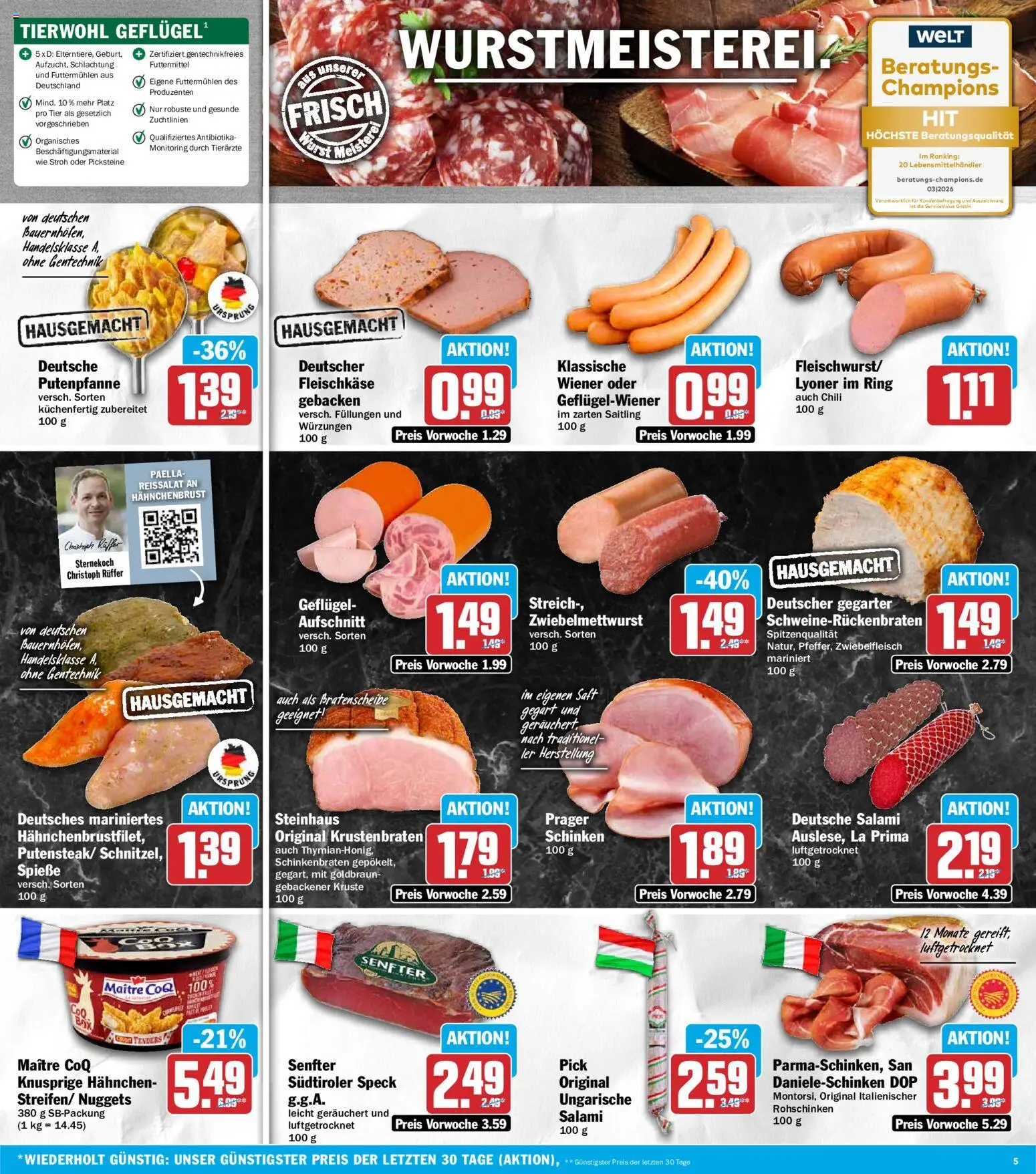 HIT Prospekt – gültig ab 29.06.2026 | Seite: 5 | Produkte: Hahnchen, Krustenbraten, Salami, Saft