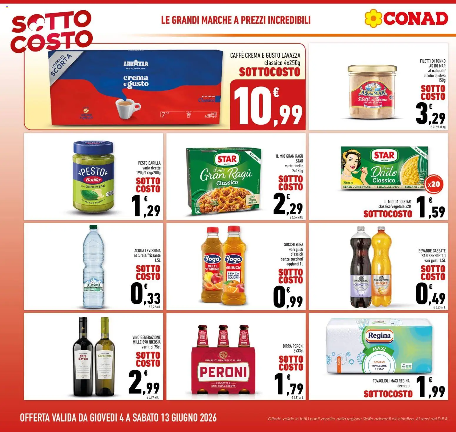 Volantino Conad del 04.06.2026 | Pagina: 4 | Prodotti: Birra, Olive, Tonno, Lavazza