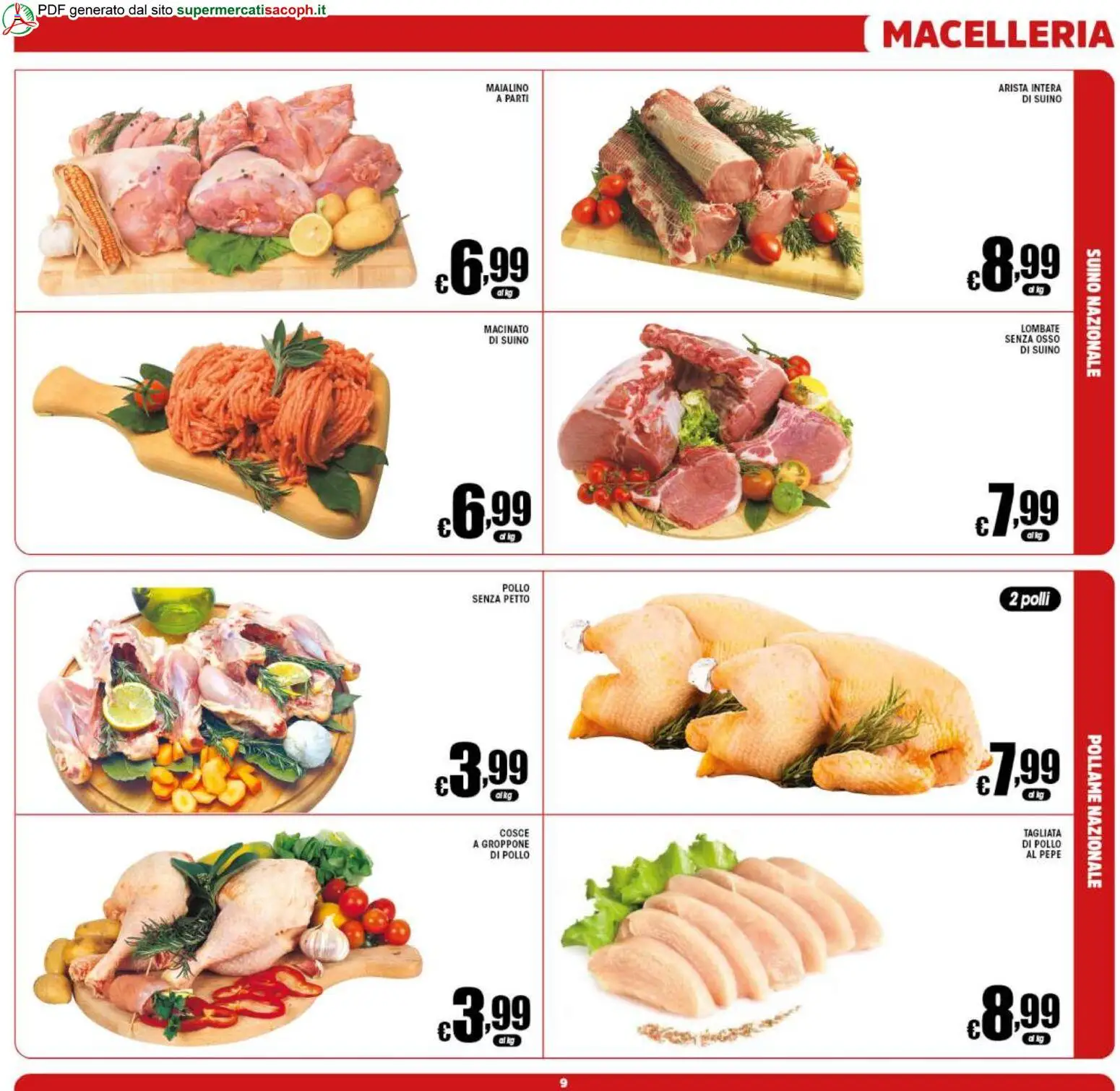 Volantino Sacoph del 31/07/2026 | Pagina: 9 | Prodotti: Pollo, Suino, Pepe, Macinato
