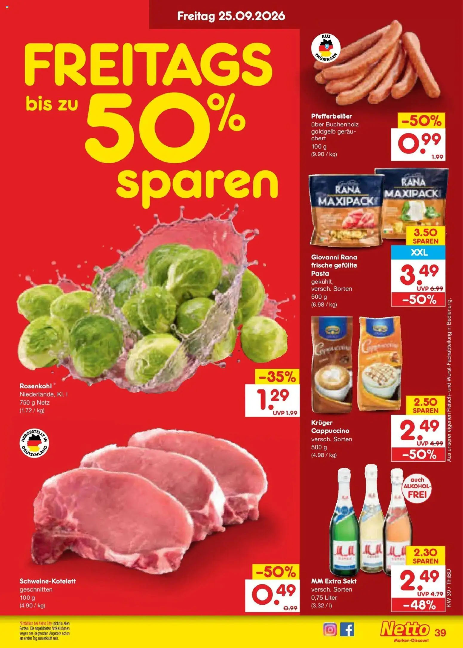 Netto Marken-Discount Prospekt Thiendorf – gültig ab 21.09.2026 | Seite: 55 | Produkte: Sekt, Alkohol, Pasta, Fleisch