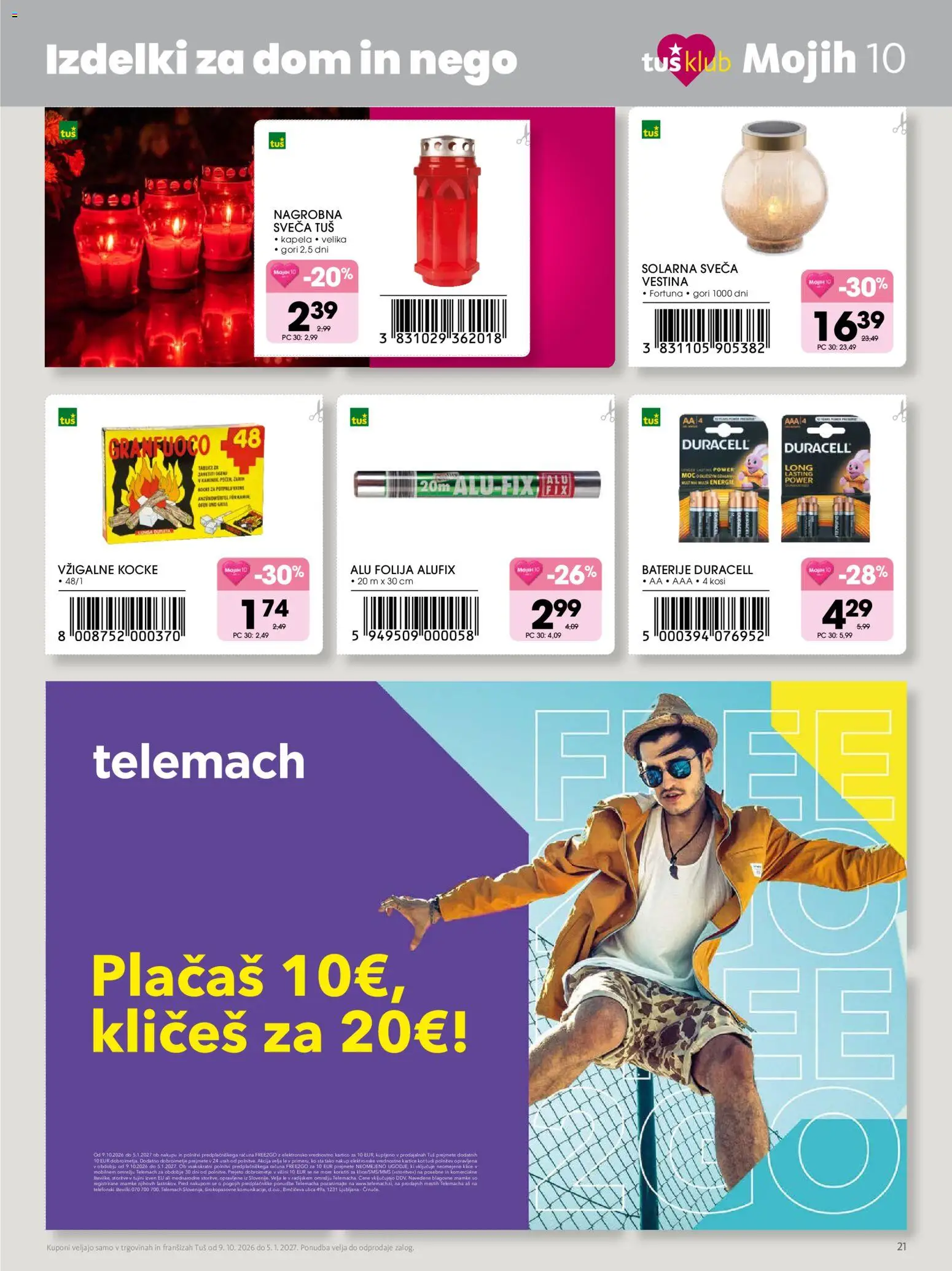 Novi Tuš katalog ponudbe – veljaven od 09.10.2026 | Stran: 21 | Izdelki: Sveča, Baterije, Folija