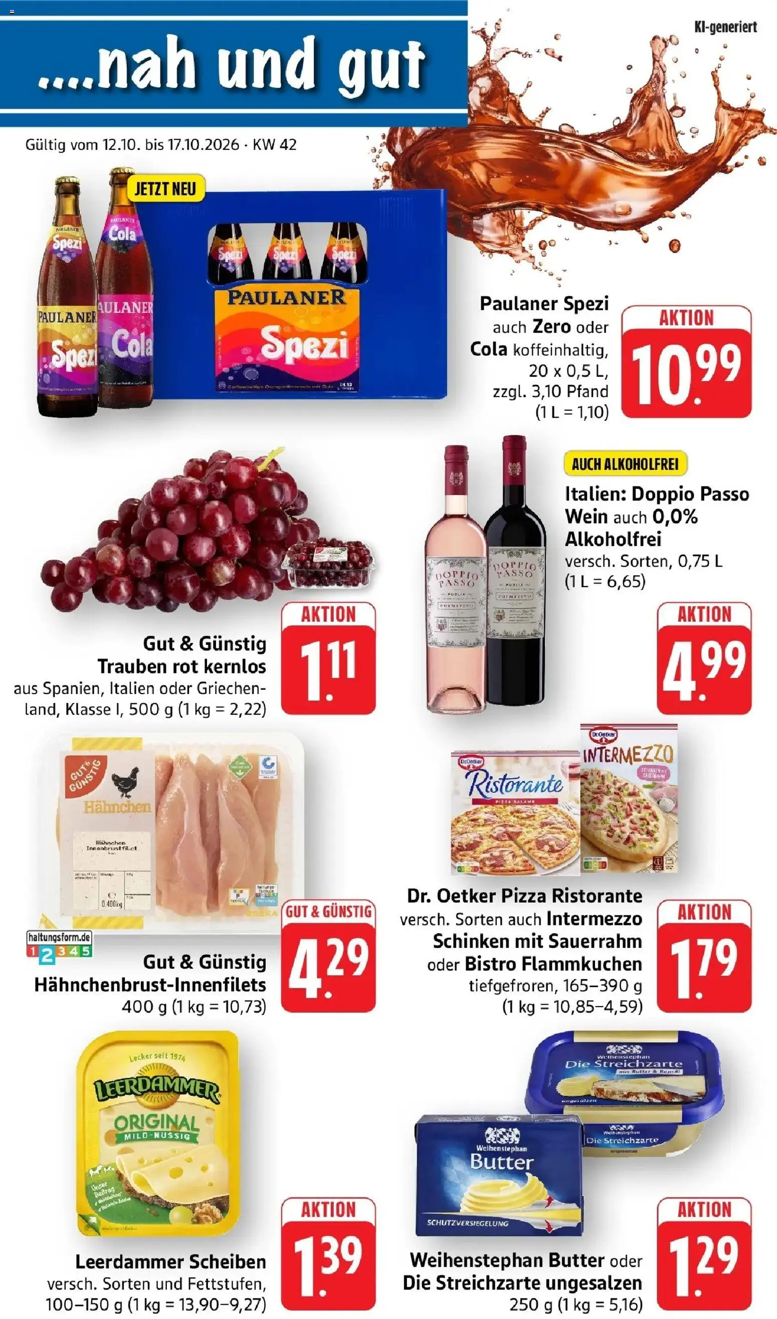 nah & gut Prospekt Neuhofen – gültig ab 12.10.2026 | Seite: 1 | Produkte: Trauben, Doppio Passo, Schinken, Wein