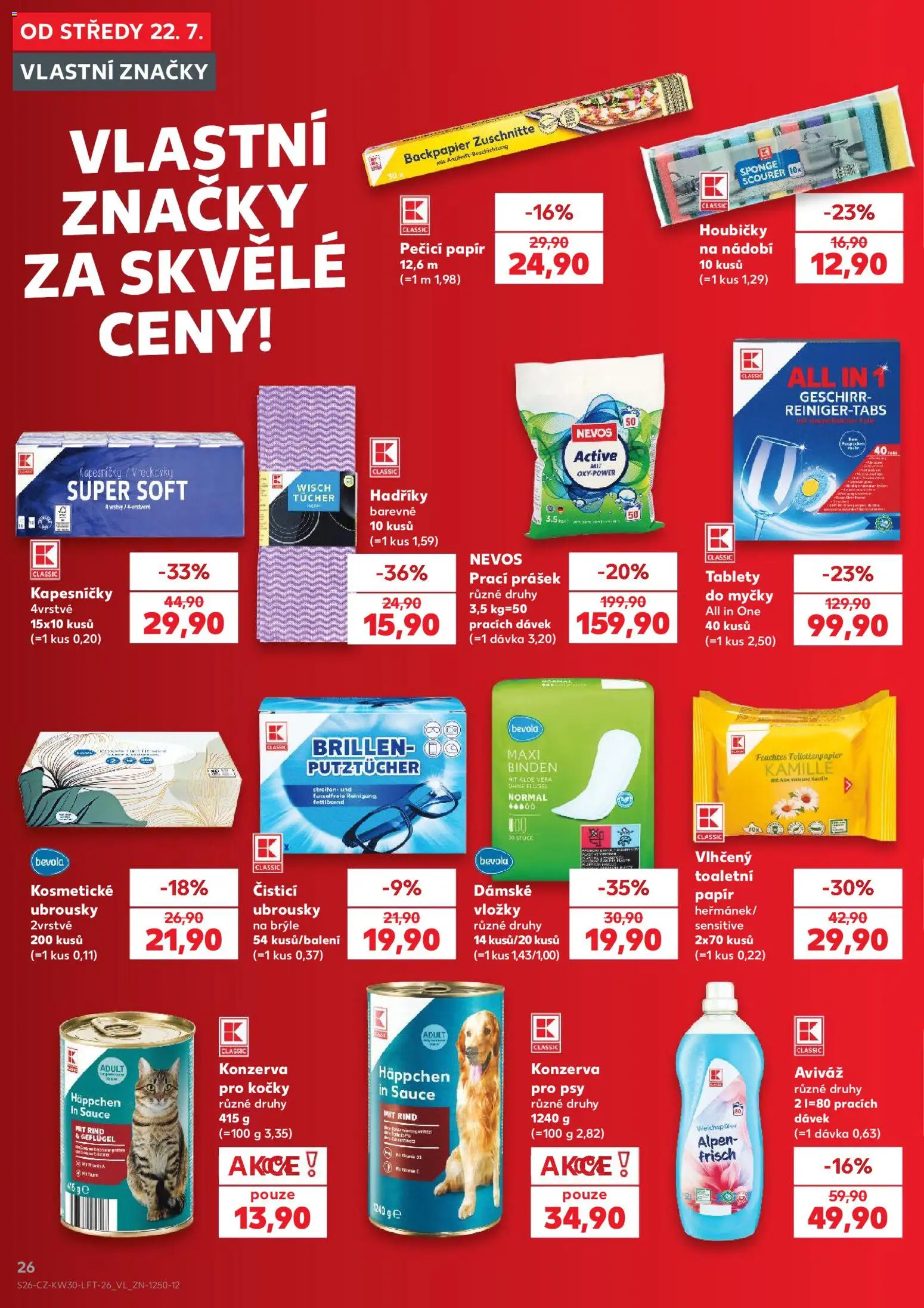 Kaufland leták od 22.07.2026 | Strana: 26 | Produkty: Nádobí, Hadříky, Ubrousky, Prací Prášek