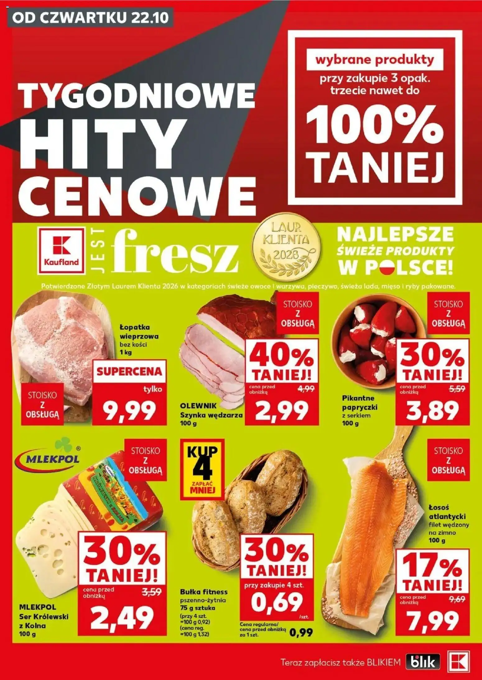 Kaufland gazetka - Mocny start od 26.10.2026 - od jutra PDF | Strona: 8 | Produkty: Szynka, Bułka fitness, Ser, Ryby