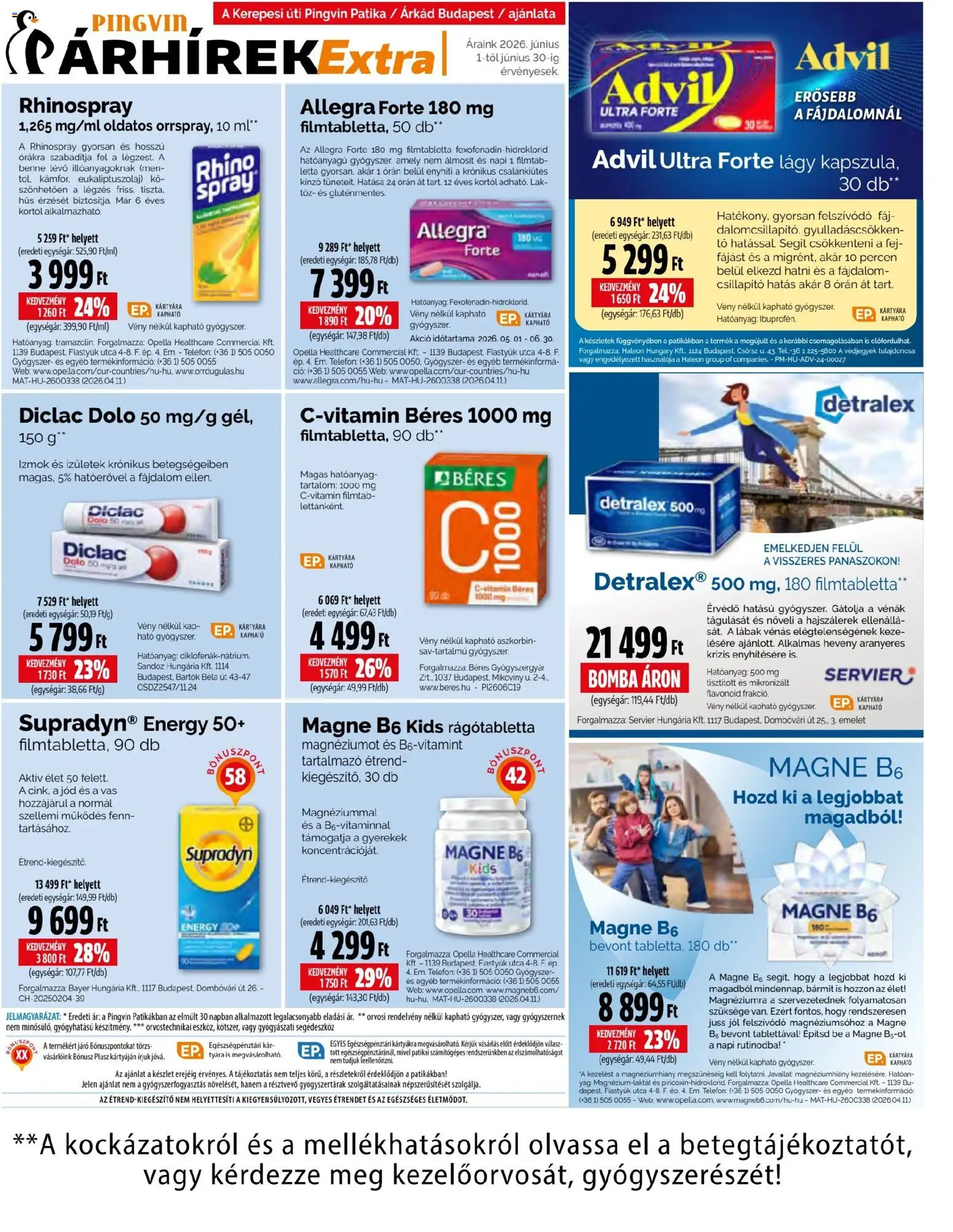 Pingvin Patika akciós ujság - amely érvényes a következő dátumtól: 01.06.2026 | Oldal: 1