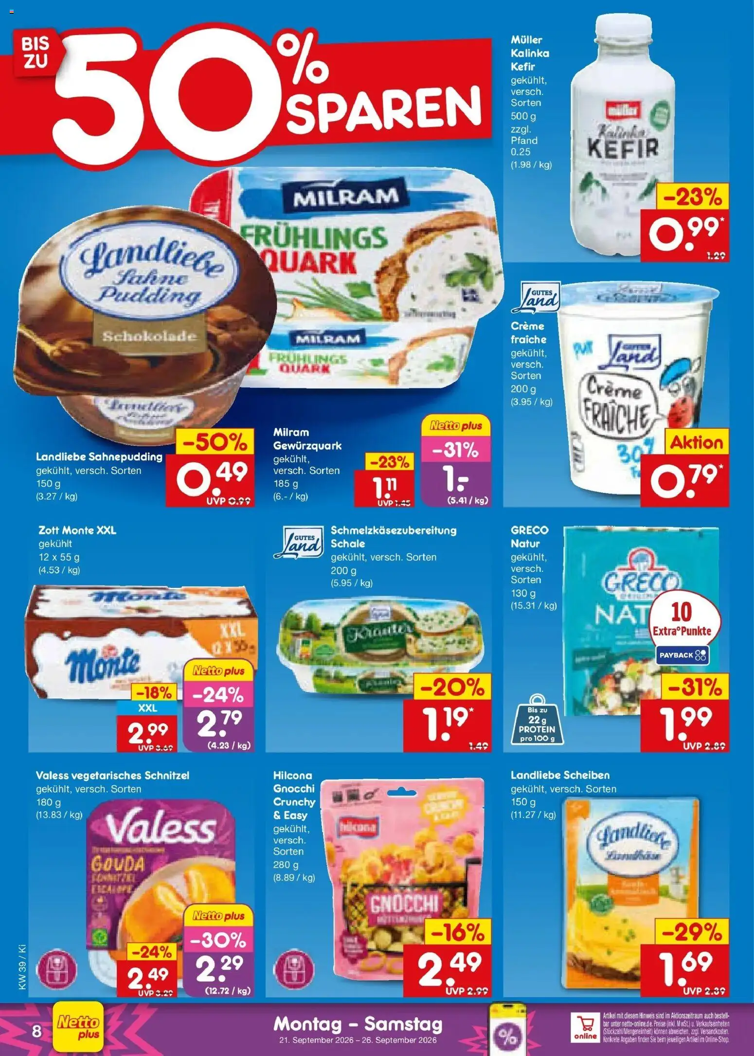 Netto Marken-Discount Prospekt Mistelbach – gültig ab 21.09.2026 | Seite: 12 | Produkte: Kefir, Gouda, Pudding, Creme