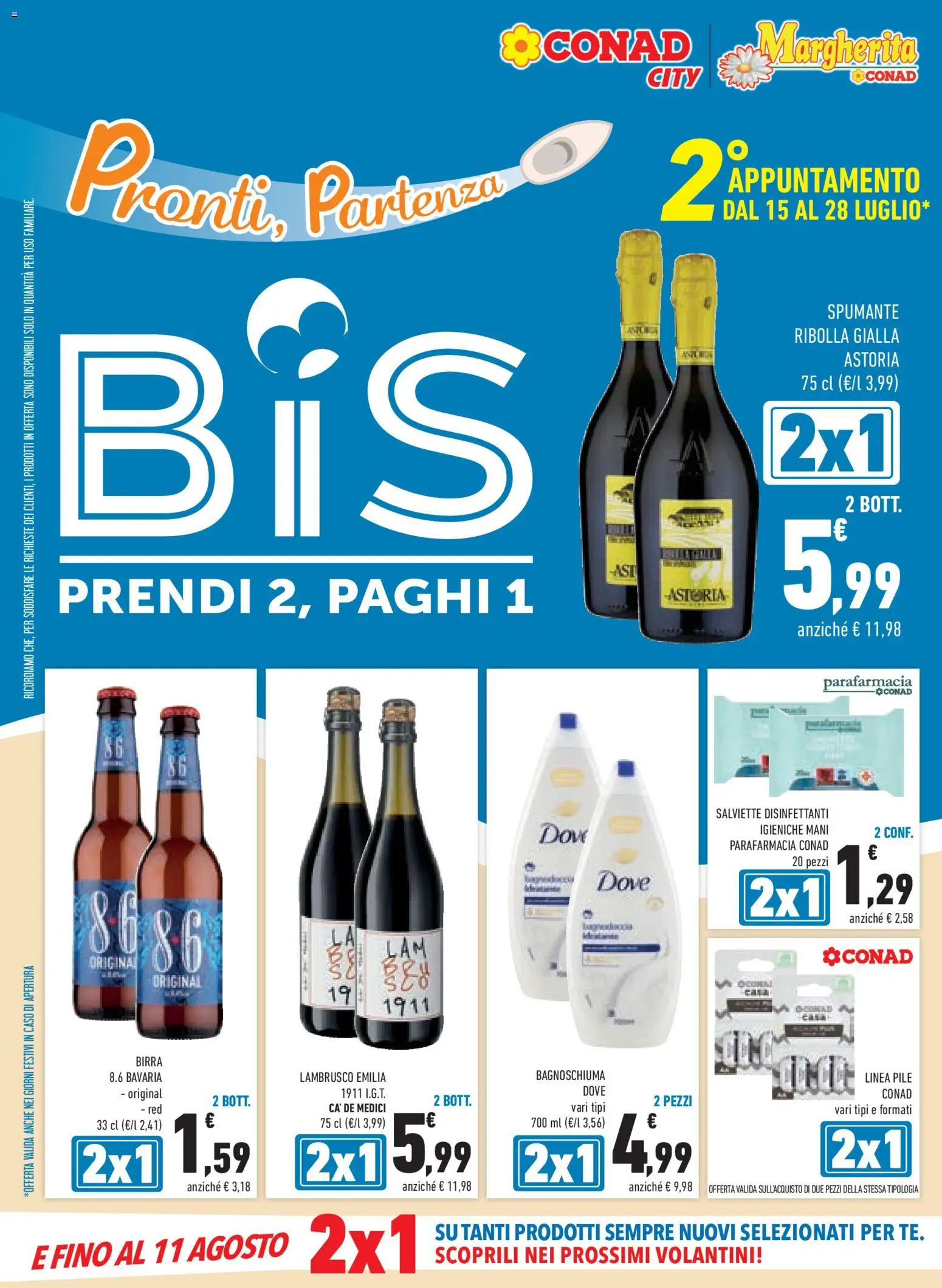 Volantino Conad del 15/07/2026 | Pagina: 6 | Prodotti: Pile, Bagnoschiuma, Birra, Spumante