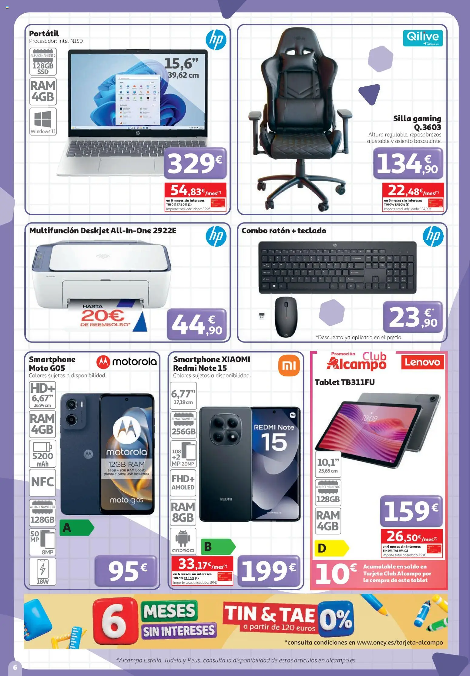 Alcampo - Superstore Nacional │ válido desde el 27/08/2026 | Página: 6 | Productos: Portátil, Smartphone, Funda, Silla