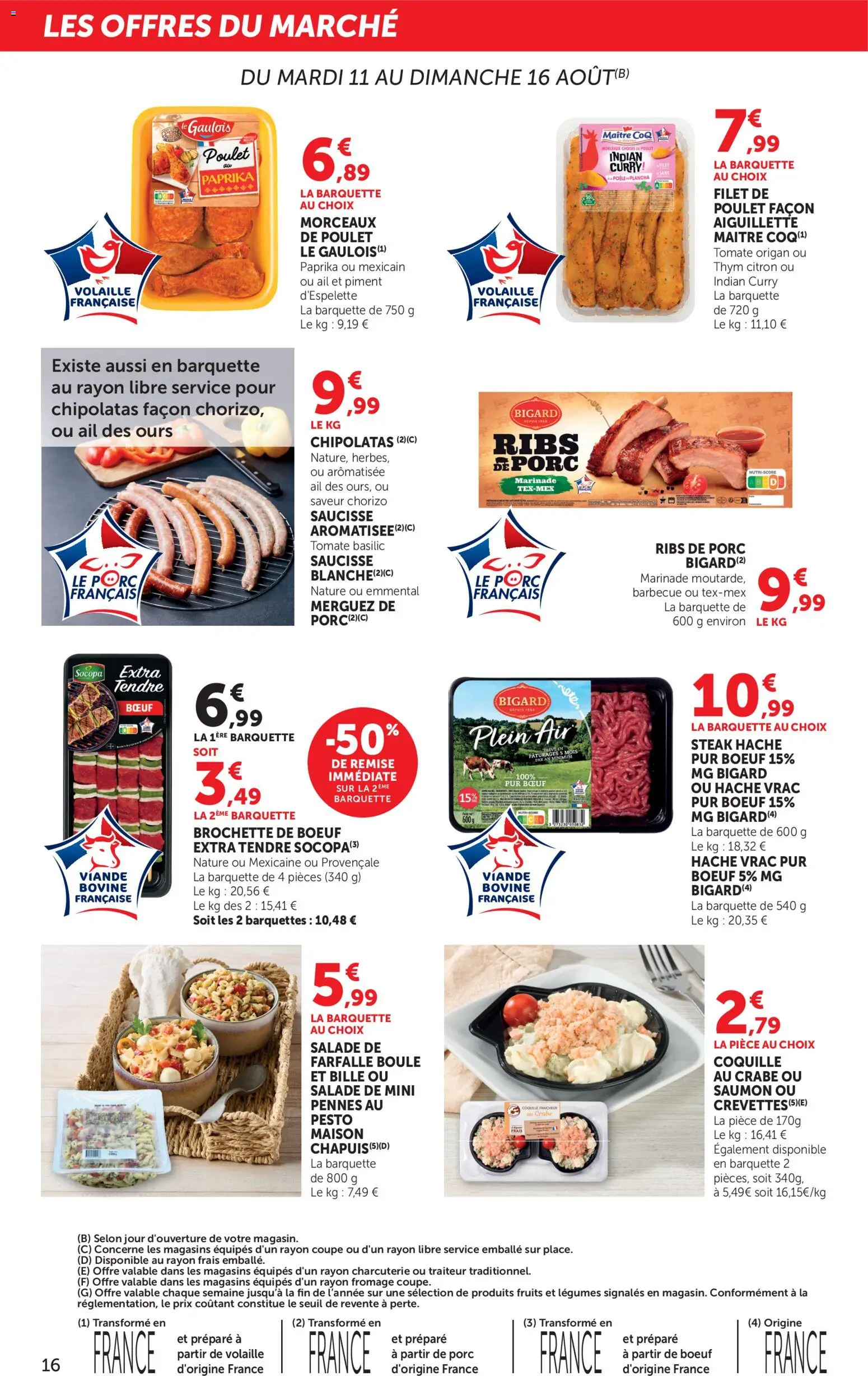 {H1} | Page: 16 | Produits: Paprika, Ribs de porc, Emmental, Piment