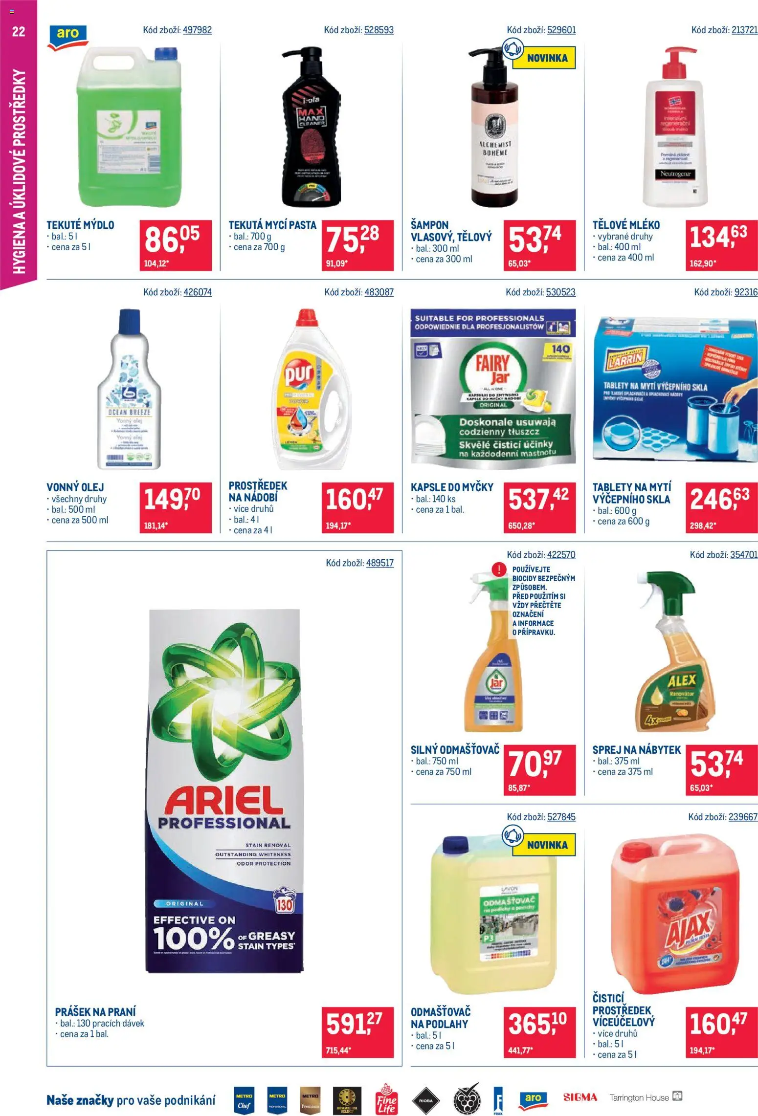 Makro leták - Gastronomie distribuce od 11.08.2026 | Strana: 22 | Produkty: Tělové mléko, Mýdlo, Kapsle, Kapsle do myčky