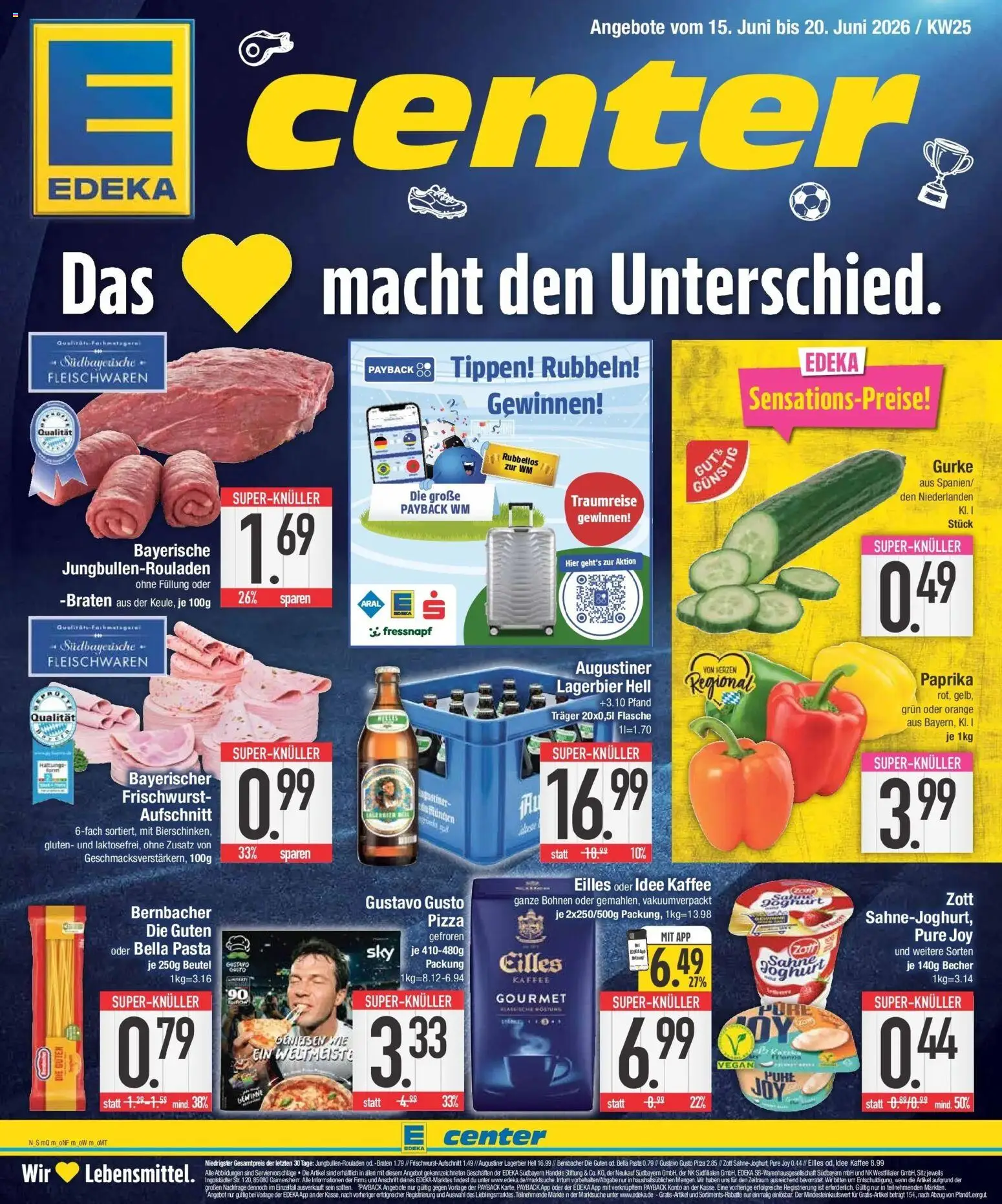 Edeka prospekt Abensberg – gültig ab 14.06.2026 | Seite: 1 | Produkte: Gustavo gusto, Joghurt, Kaffee, Pizza