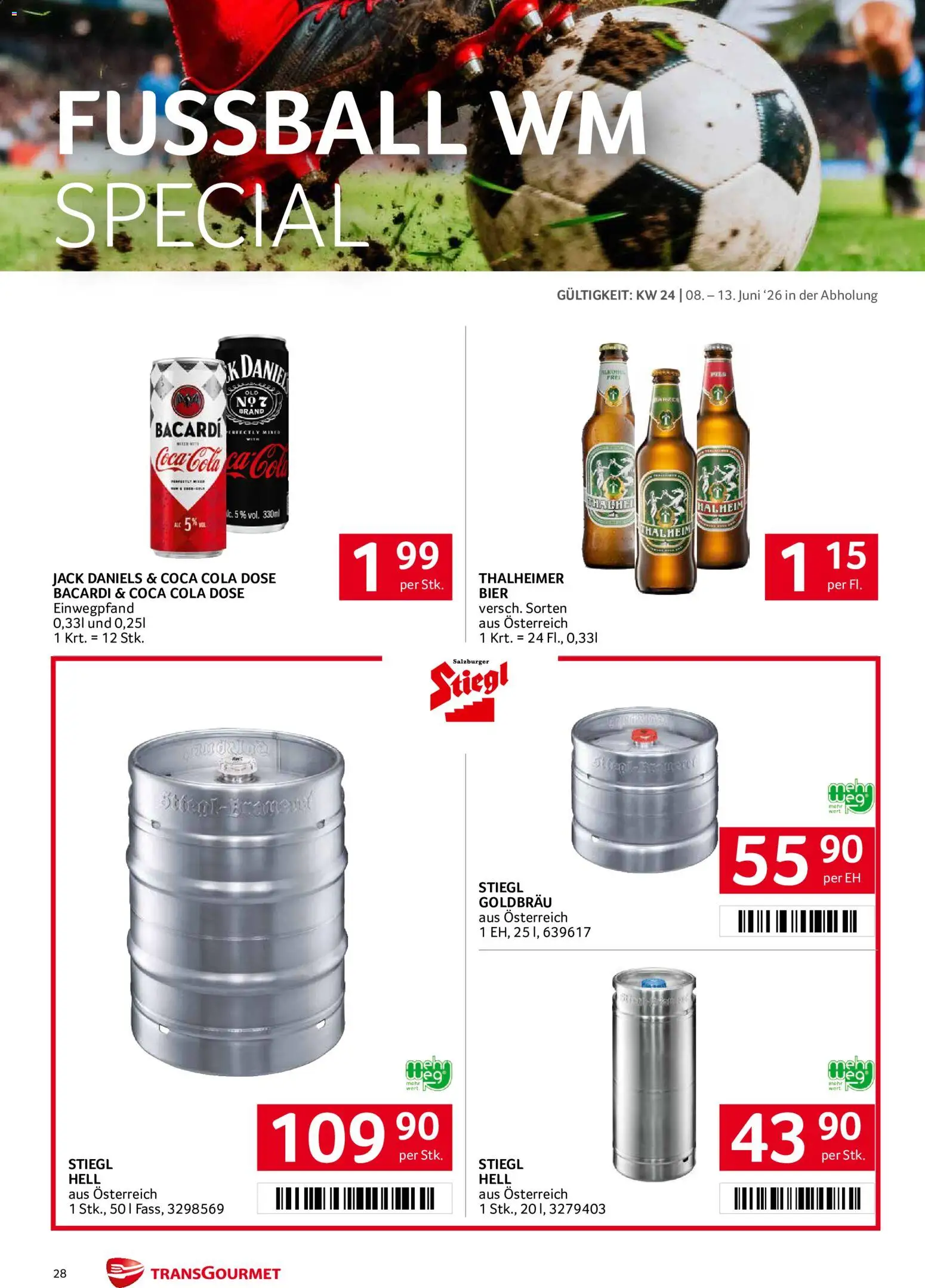 Transgourmet Flugblatt gültig ab 08.06.2026 | Seite: 28 | Produkte: Bier