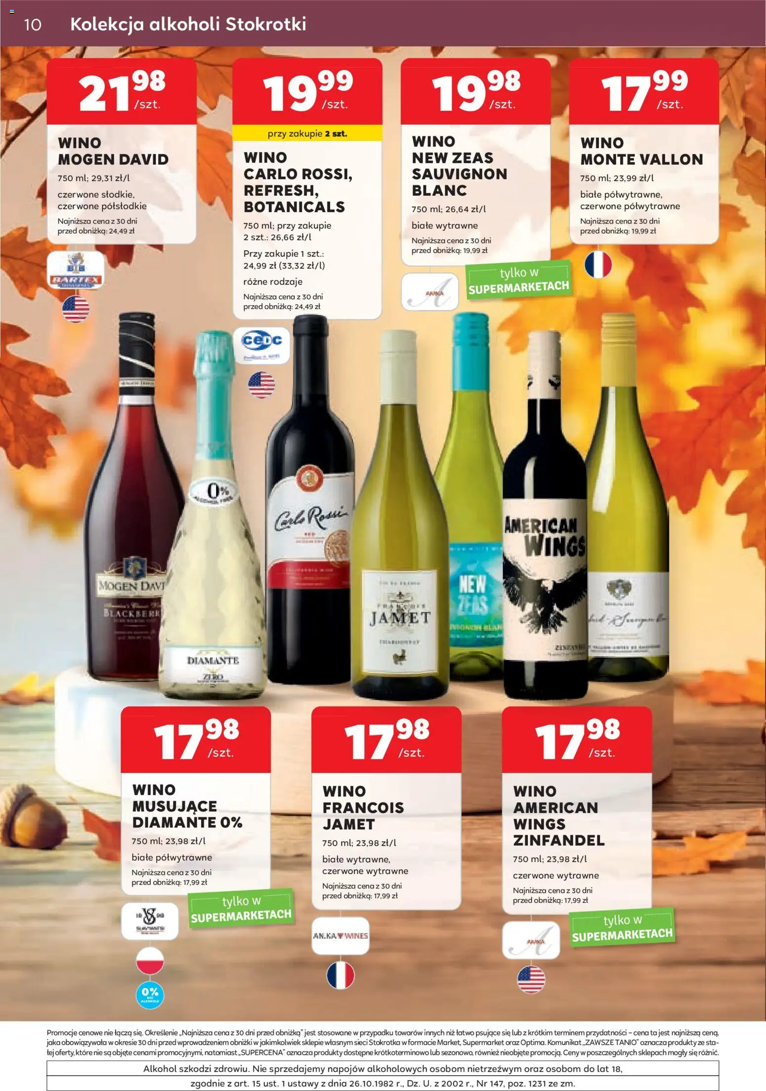 Stokrotka gazetka - Oferta alkoholowa od 29.10.2026 | Strona: 10 | Produkty: Stokrotka, Wino musujące, Wino, Alkohol