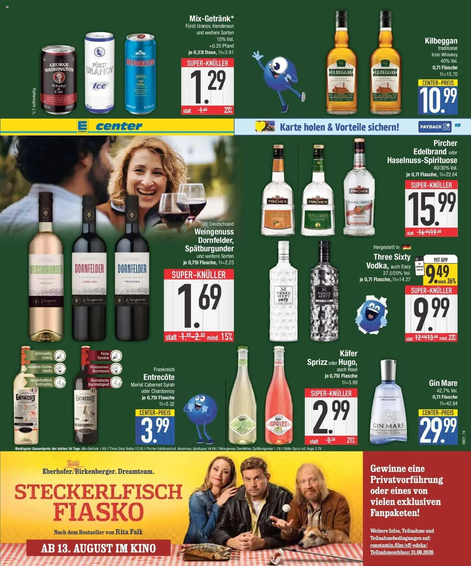 E center Prospekt Großmehring – gültig ab 27.07.2026 | Seite: 19 | Produkte: Merlot, Entrecote, Gin, Hugo