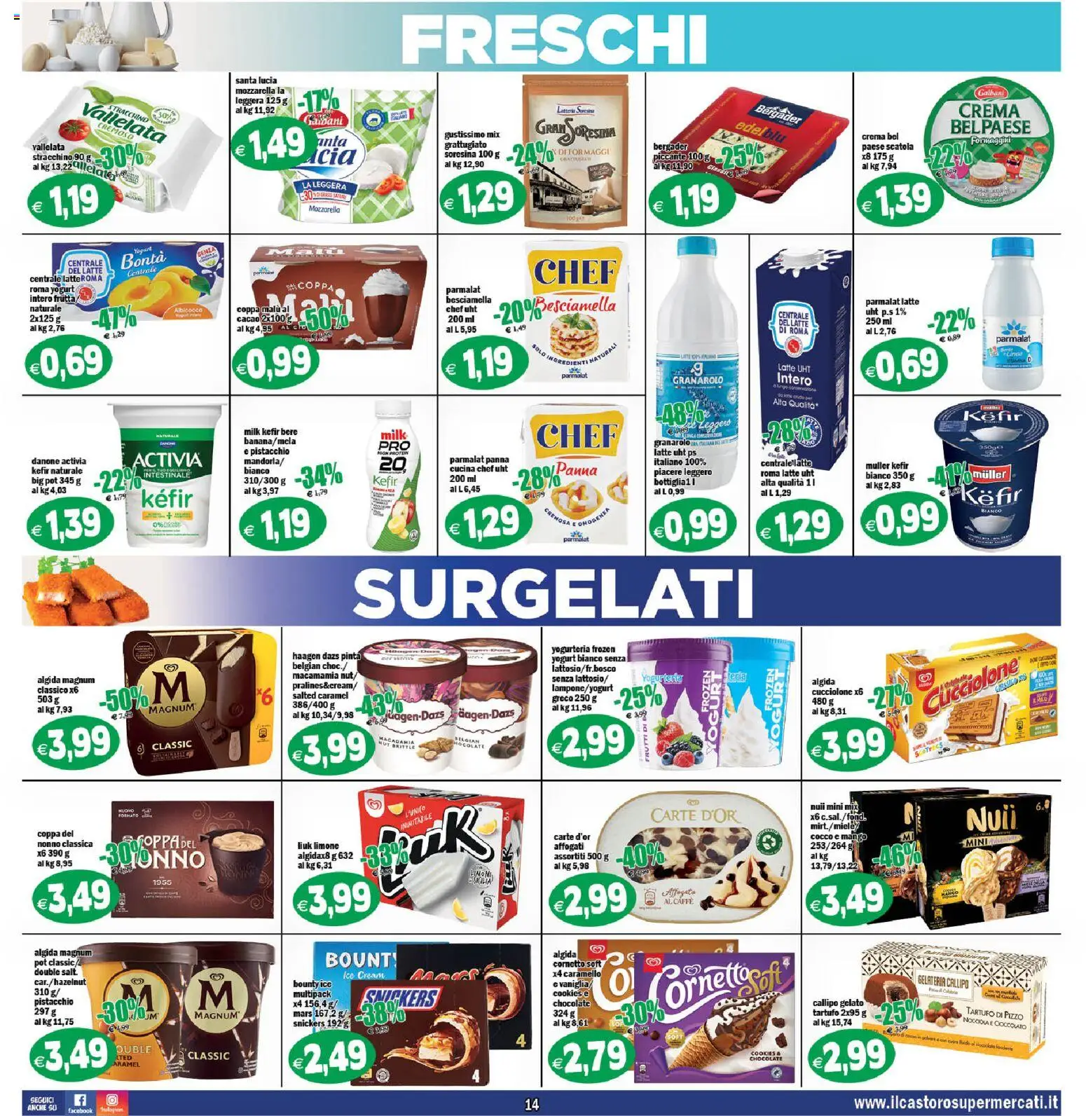 Volantino Il Castoro del 12/08/2026 | Pagina: 14 | Prodotti: Panna, Mozzarella, Yogurt bianco, Besciamella