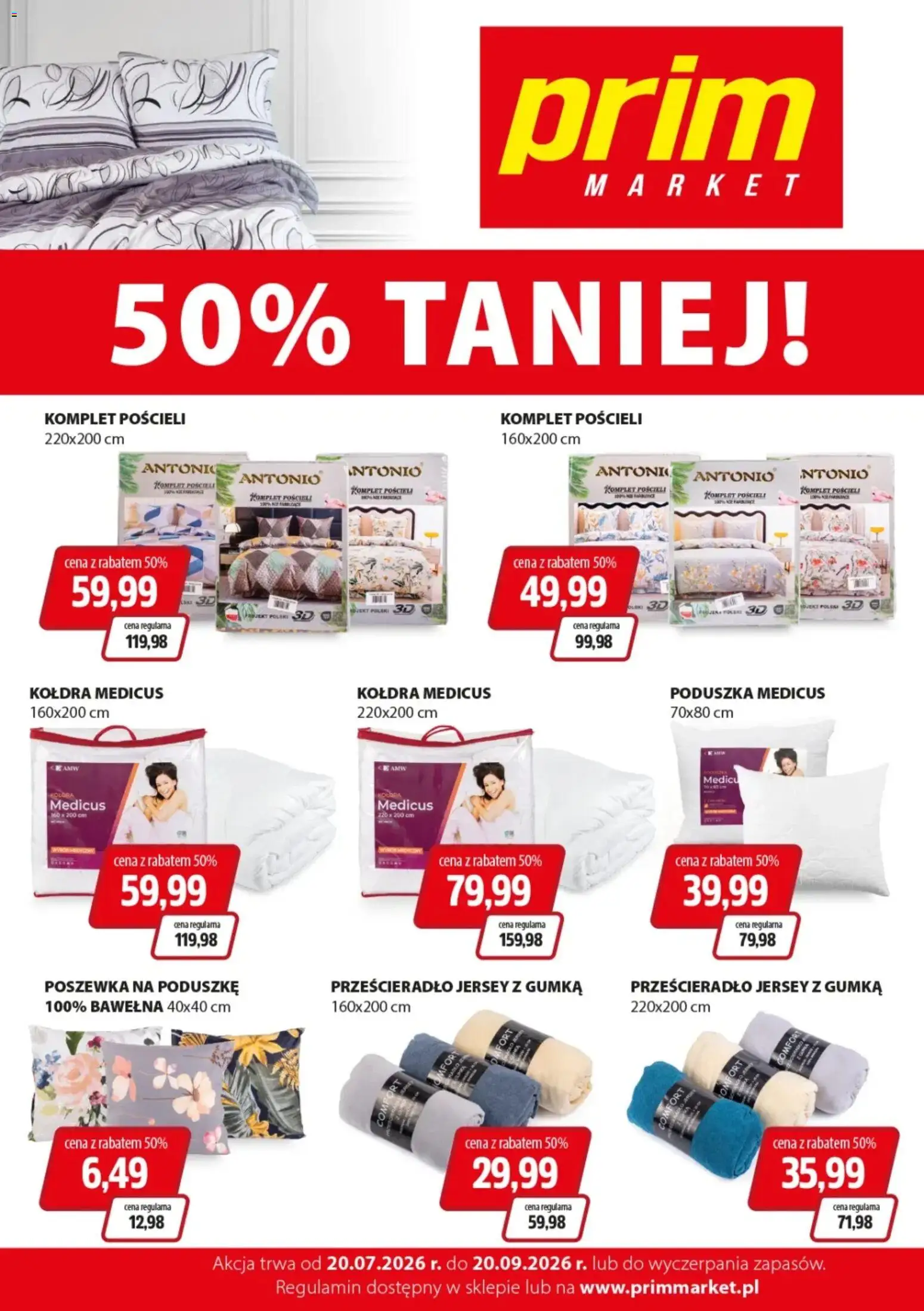 Prim Market promocja - Akcja Lojalnościowa Pościel I Koce Tekmar od 20.07.2026 | Strona: 1 | Produkty: Pościel, Poduszka, Kołdra