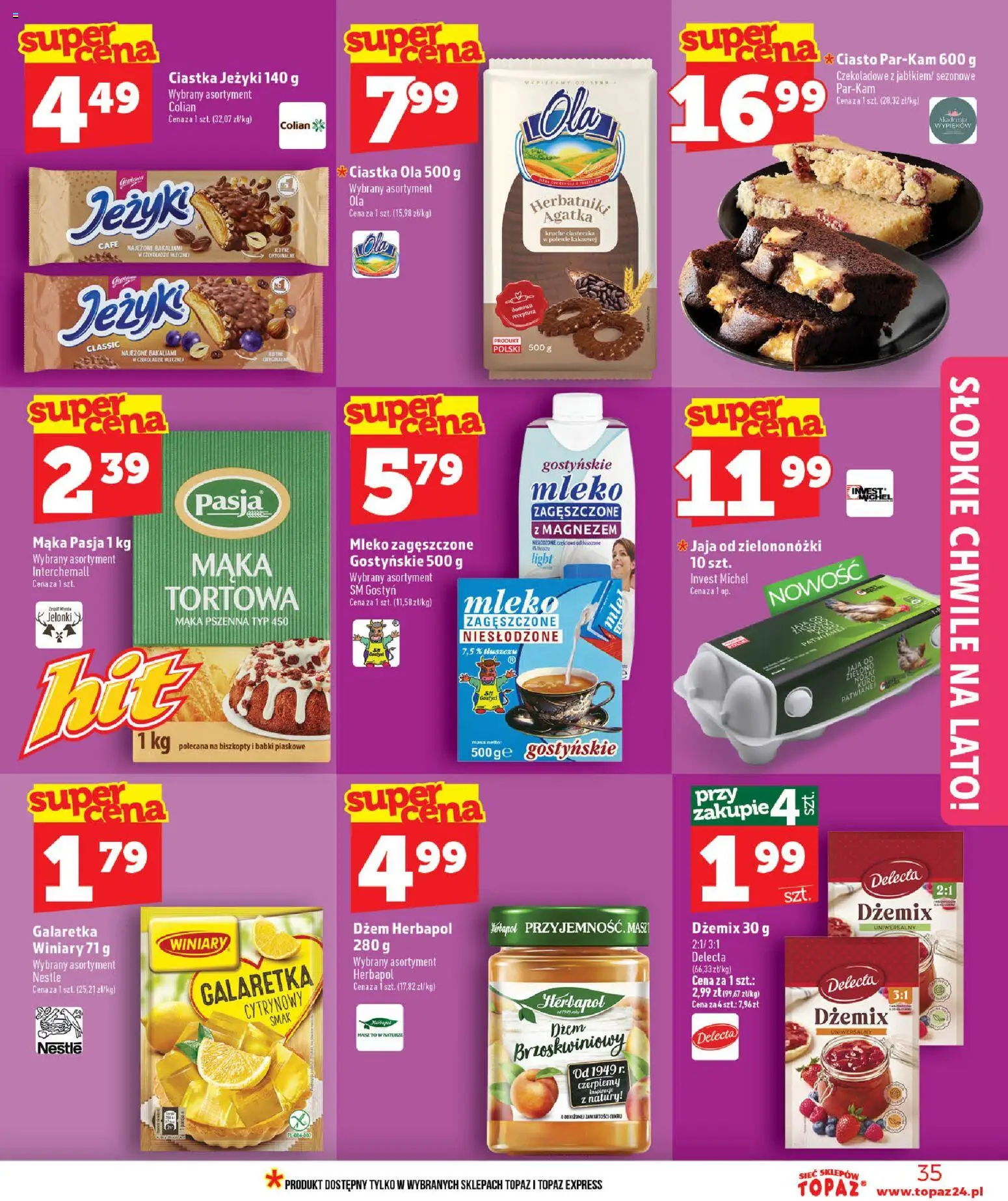 Topaz gazetka - Ceny małe na stałe od 25.06.2026 | Strona: 35 | Produkty: Ciasto, Dżem, Ciastka, Jaja
