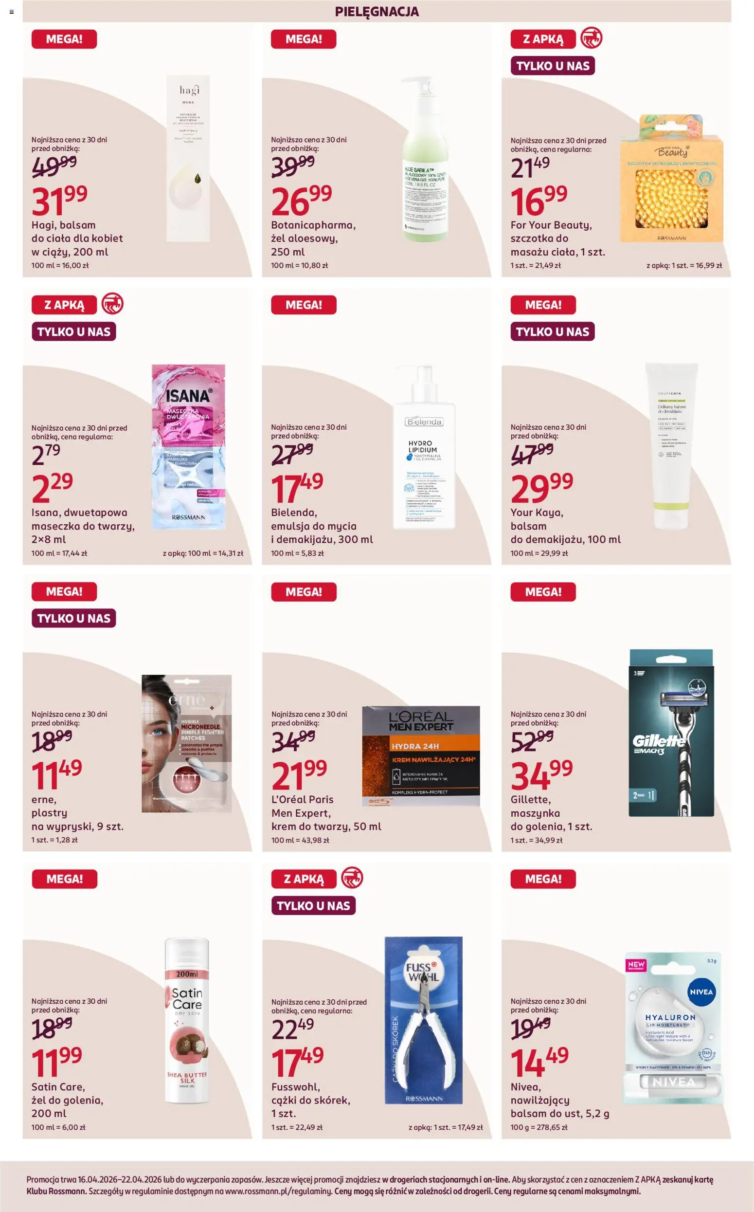 Rossmann gazetka od 16.04.2026 | Strona: 4 | Produkty: Szczotka, Peeling, Krem