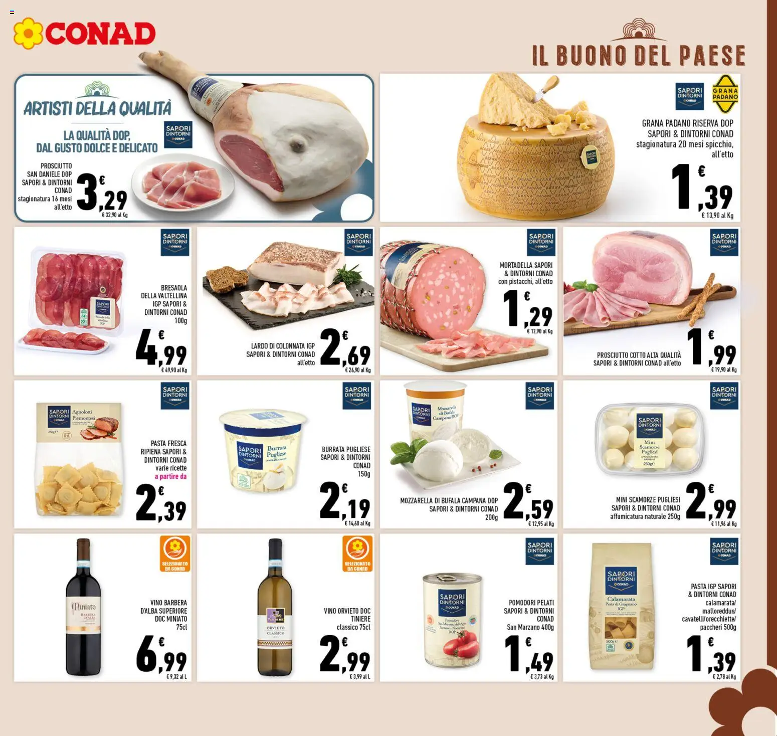 Volantino Conad del 07/10/2026 | Pagina: 9 | Prodotti: Bresaola, Prosciutto, Vino, Paccheri