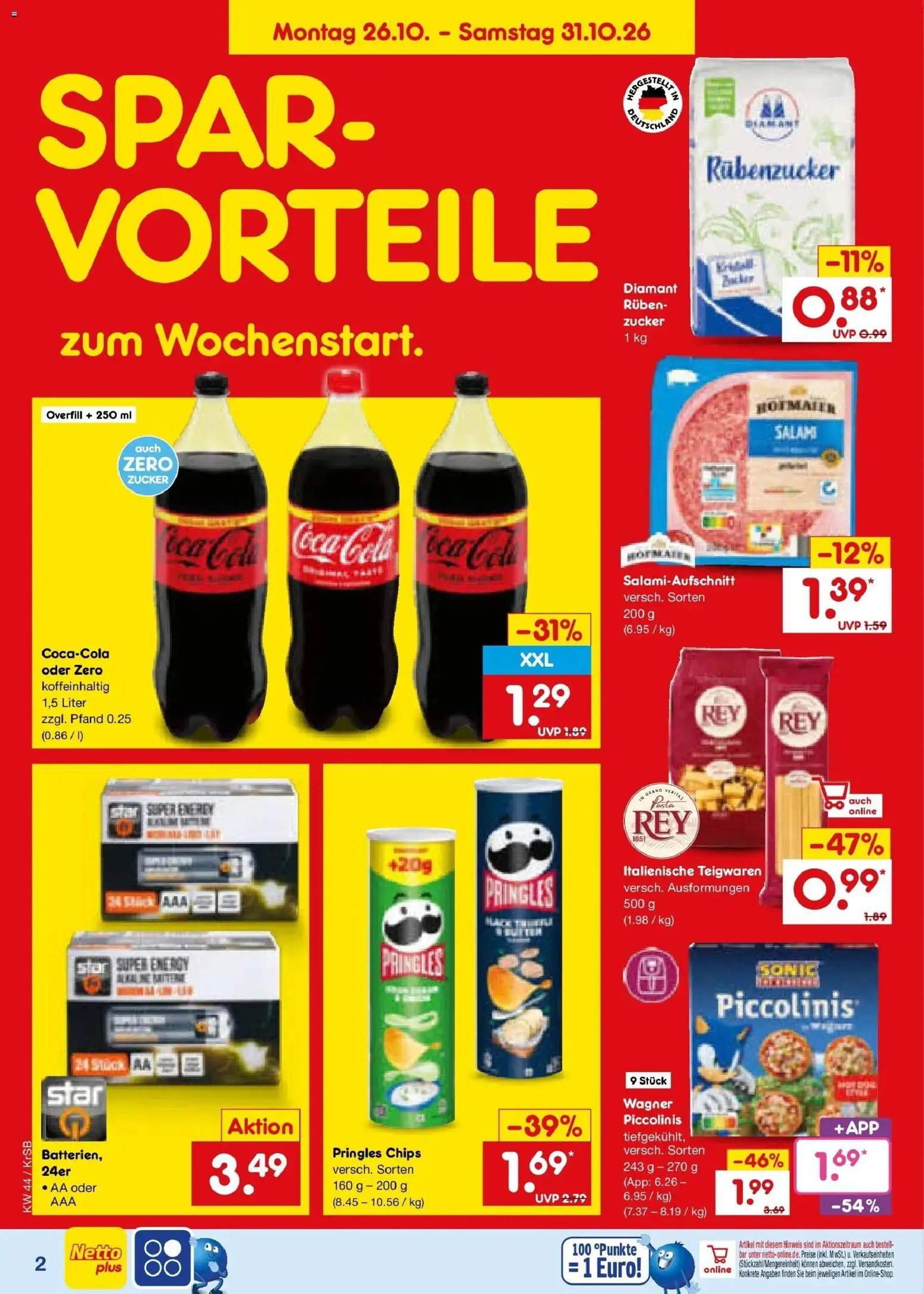 Netto Marken-Discount Prospekt Baesweiler – gültig ab 26.10.2026 | Seite: 2 | Produkte: Energy, Zucker, Piccolinis, Chips