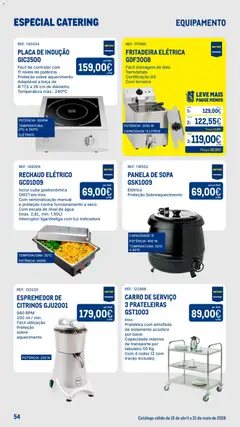 Pré-visualização Makro Especial Catering válido de 15.04.2026 | Página: 54 | Produtos: Agua, Fritadeira elétrica, Prateleira, Panela